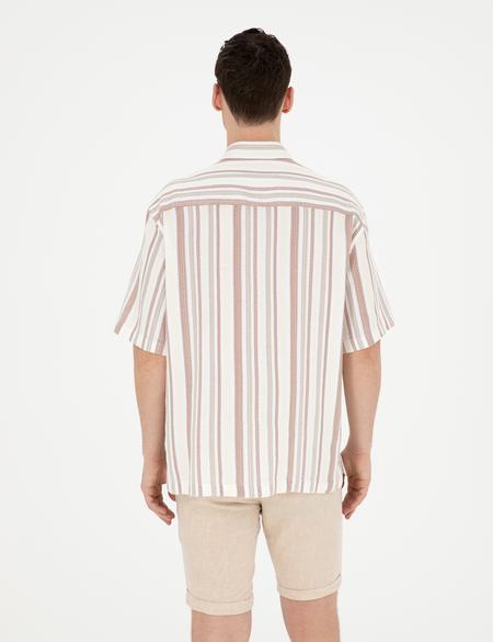 Kahverengi Oversize Kısa Kollu Gömlek - 50285540025