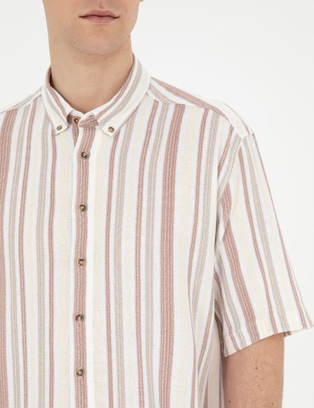 Kahverengi Oversize Kısa Kollu Gömlek - 50285540025