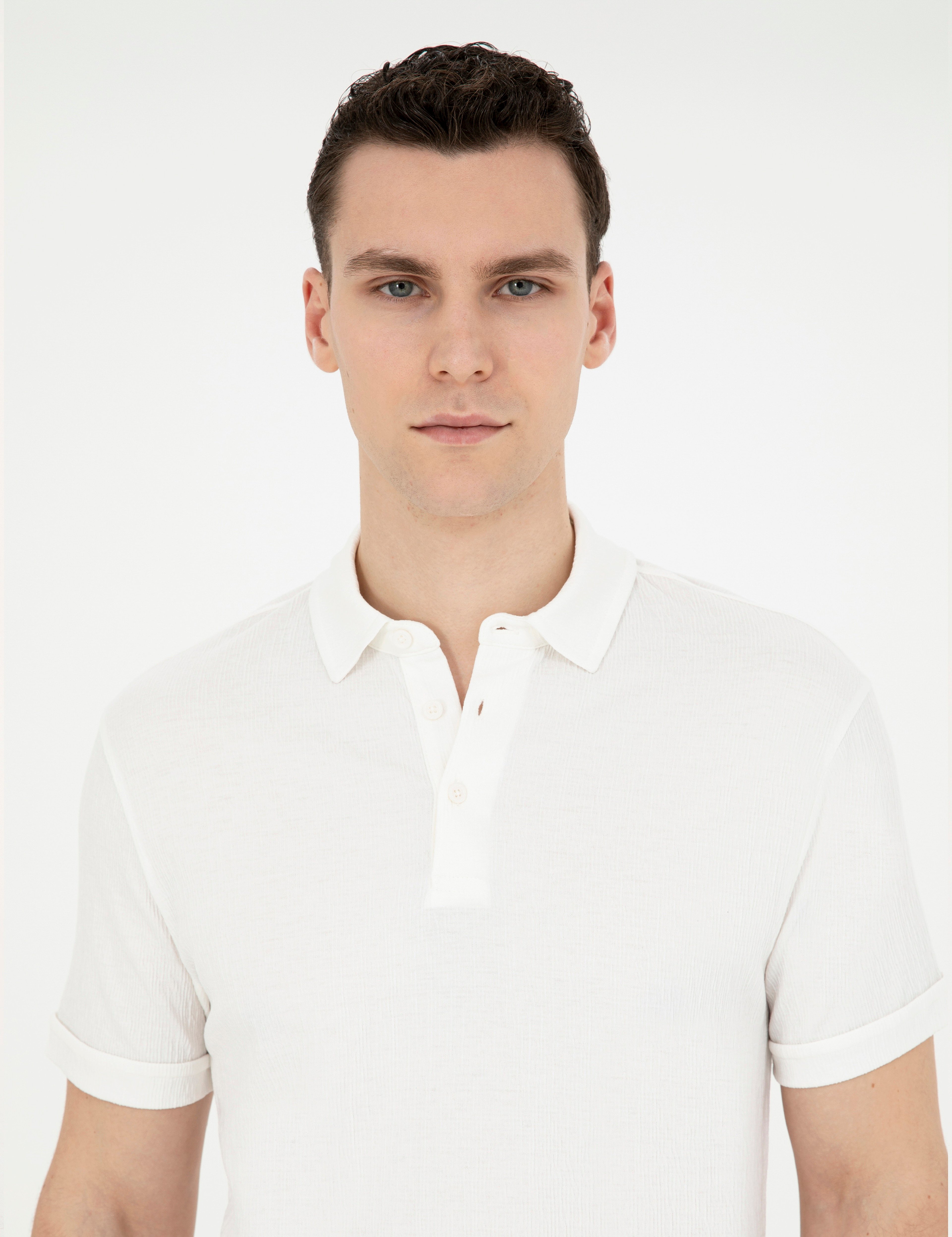 Ekru Slim Fit Tişört - Image 2