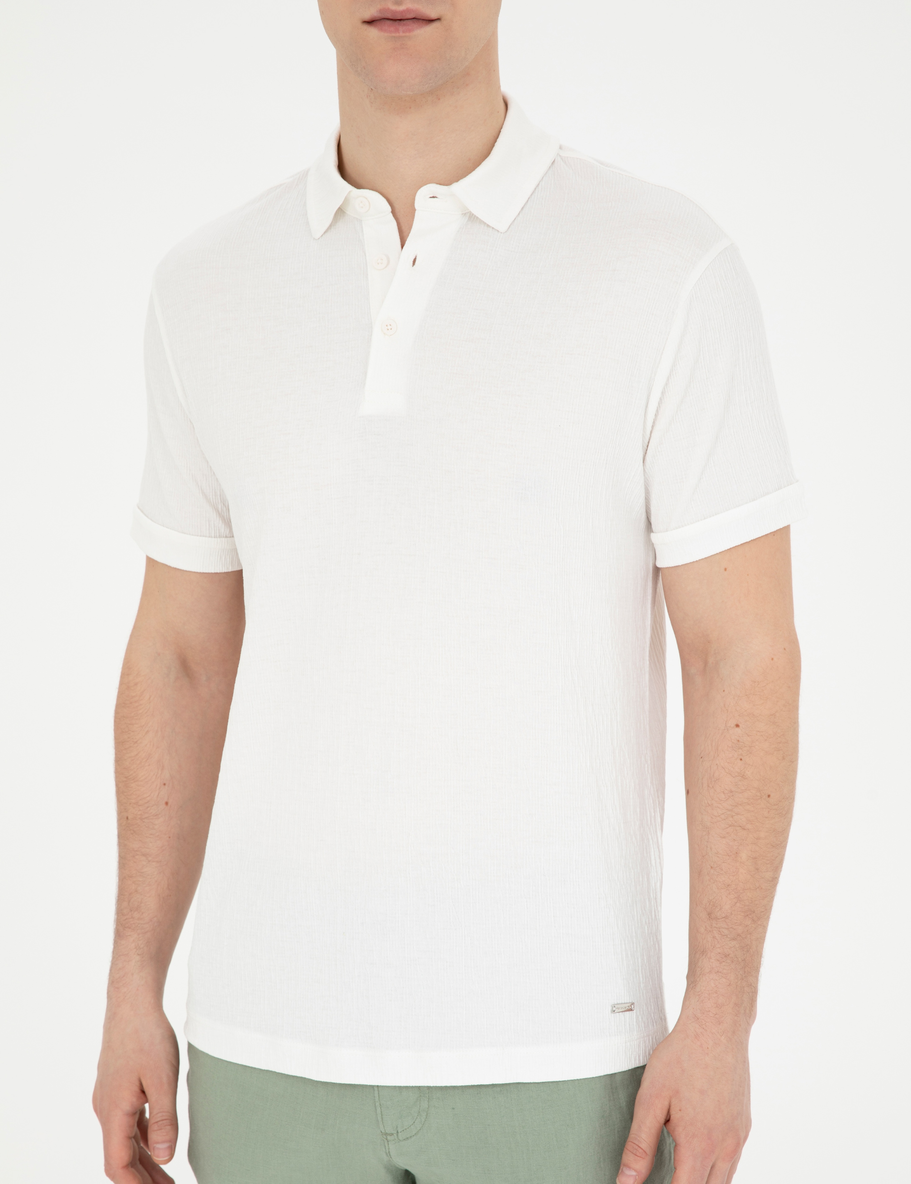 Ekru Slim Fit Tişört - Image 6