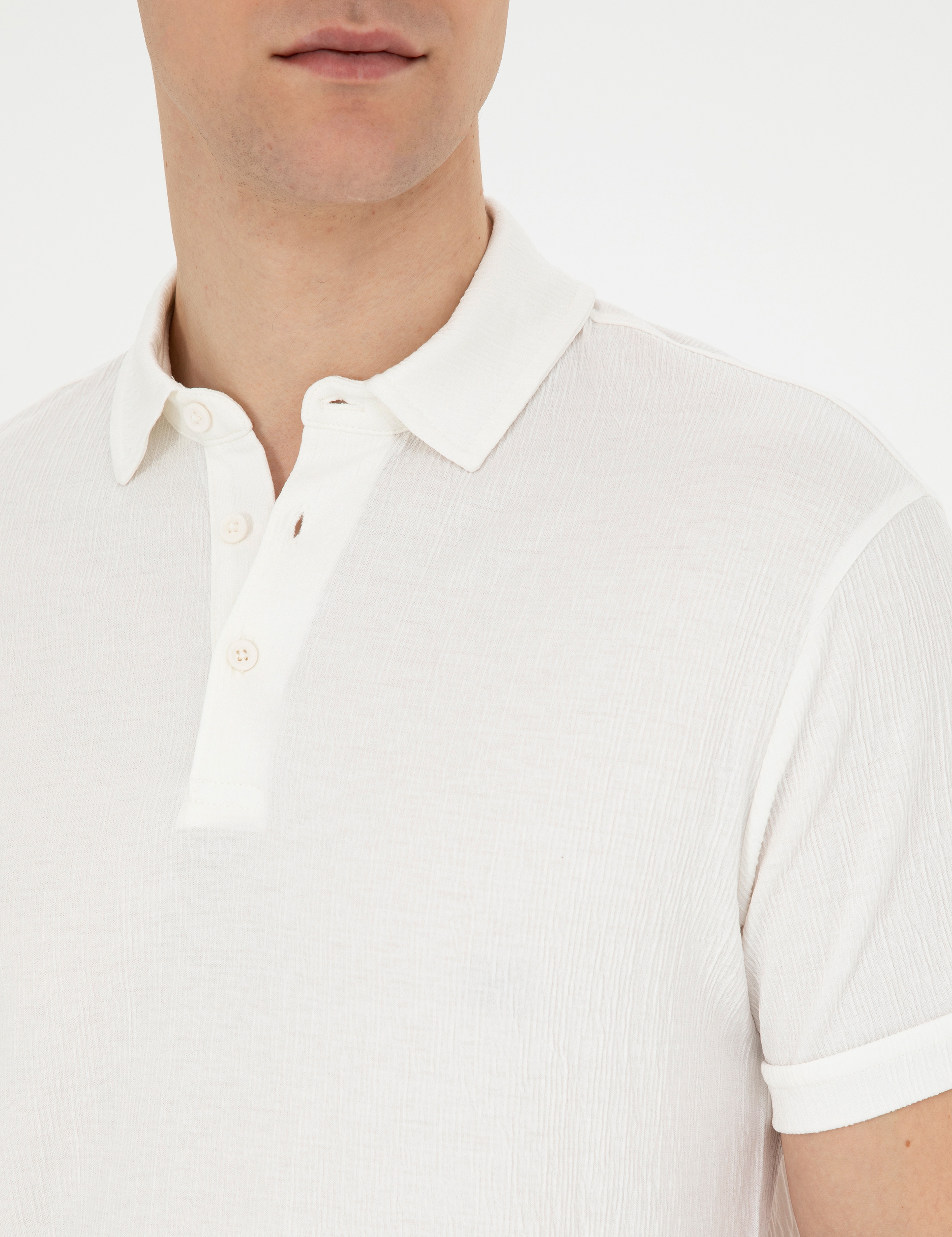 Ekru Slim Fit Tişört - Image 7