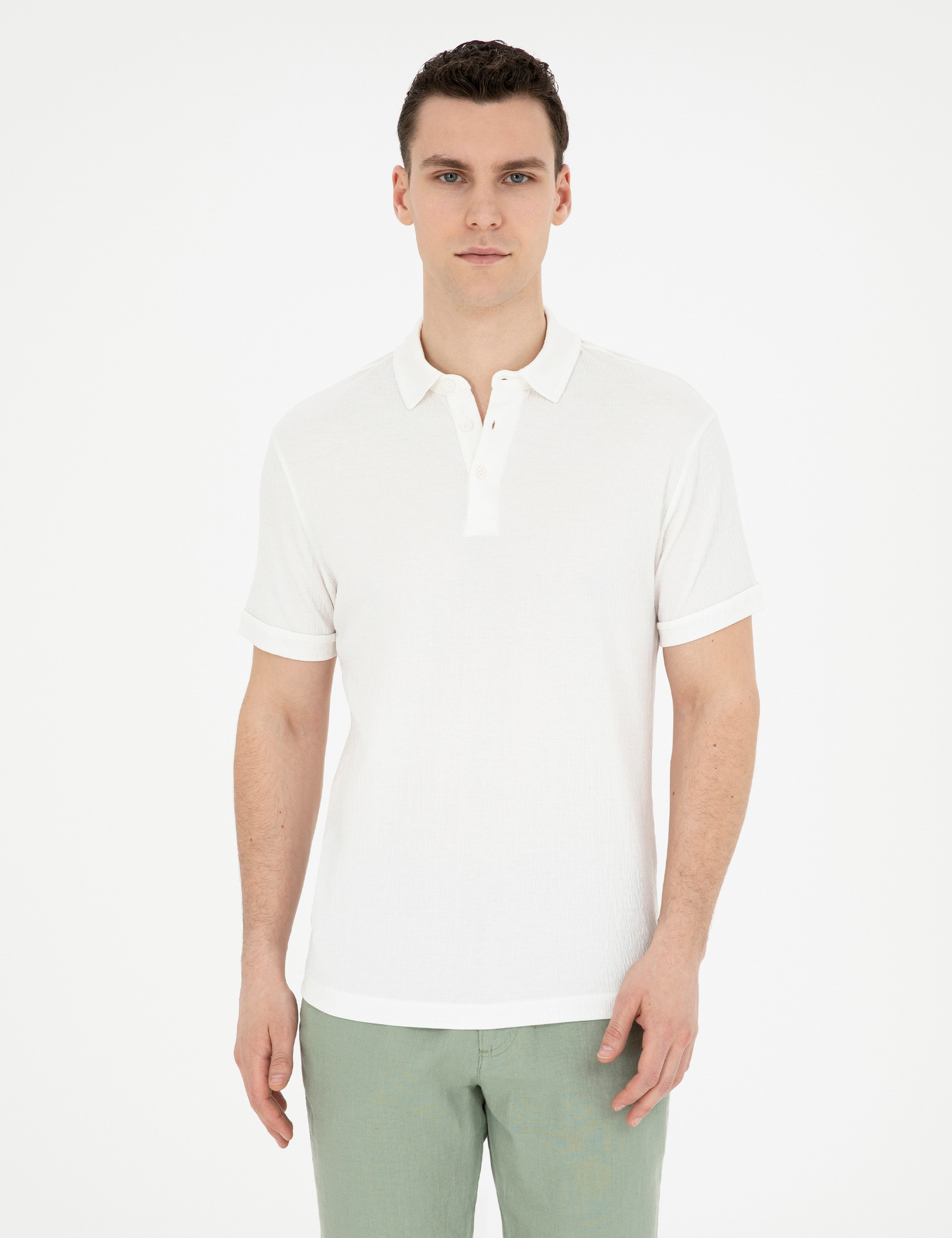 Ekru Slim Fit Tişört - Image 3