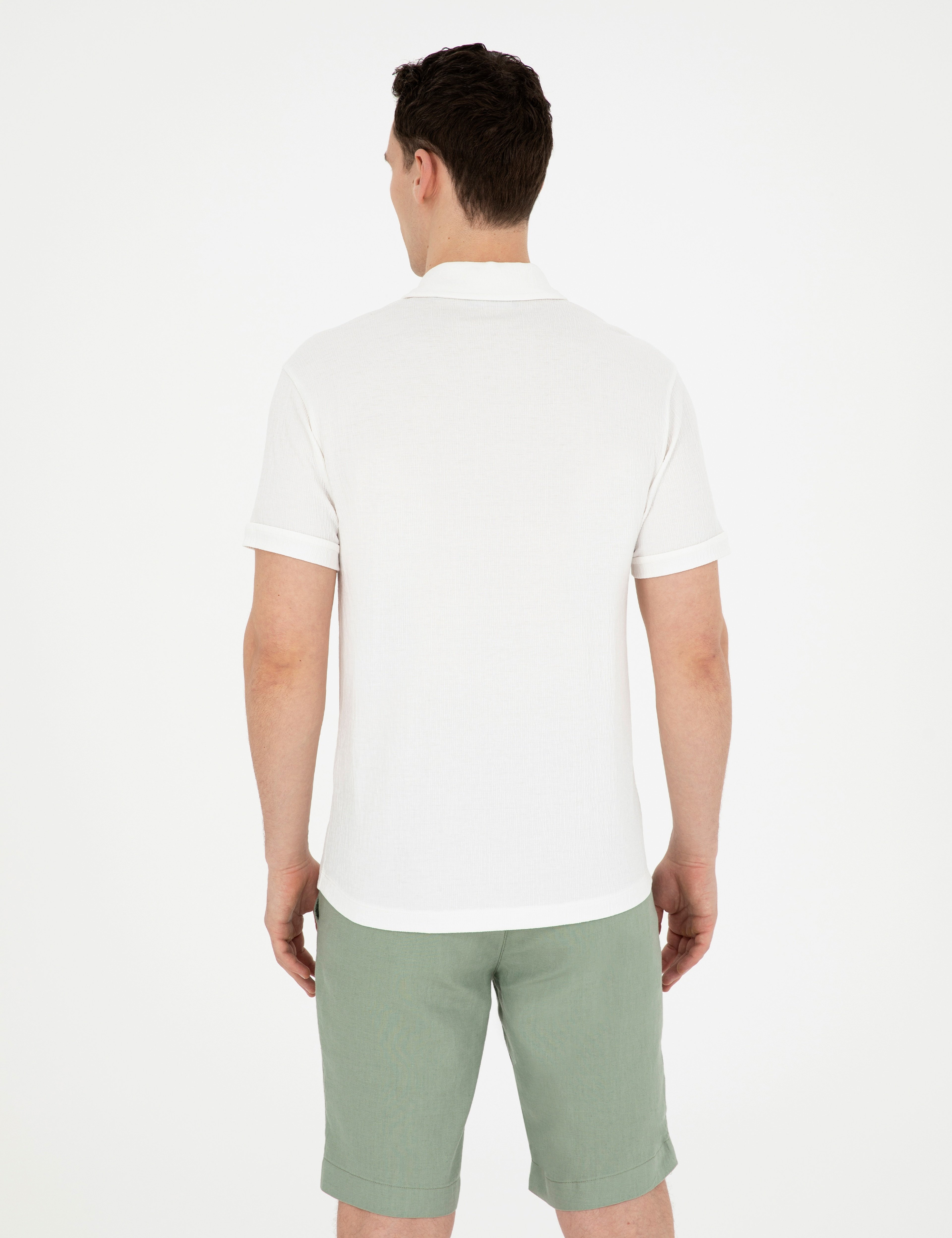Ekru Slim Fit Tişört - Image 5