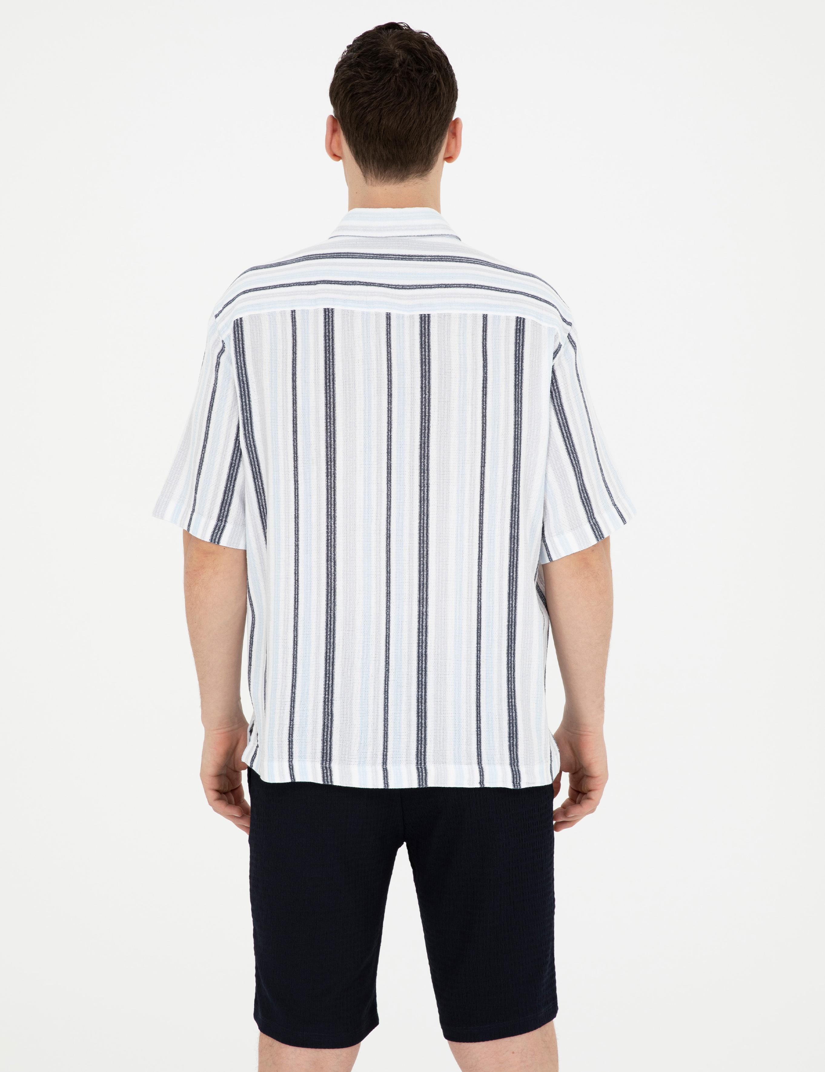 Lacivert Oversize Kısa Kollu Gömlek