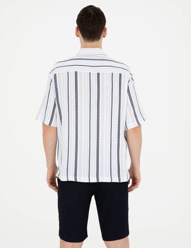 Lacivert Oversize Kısa Kollu Gömlek