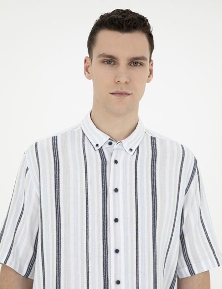 Lacivert Oversize Kısa Kollu Gömlek - 50285540005