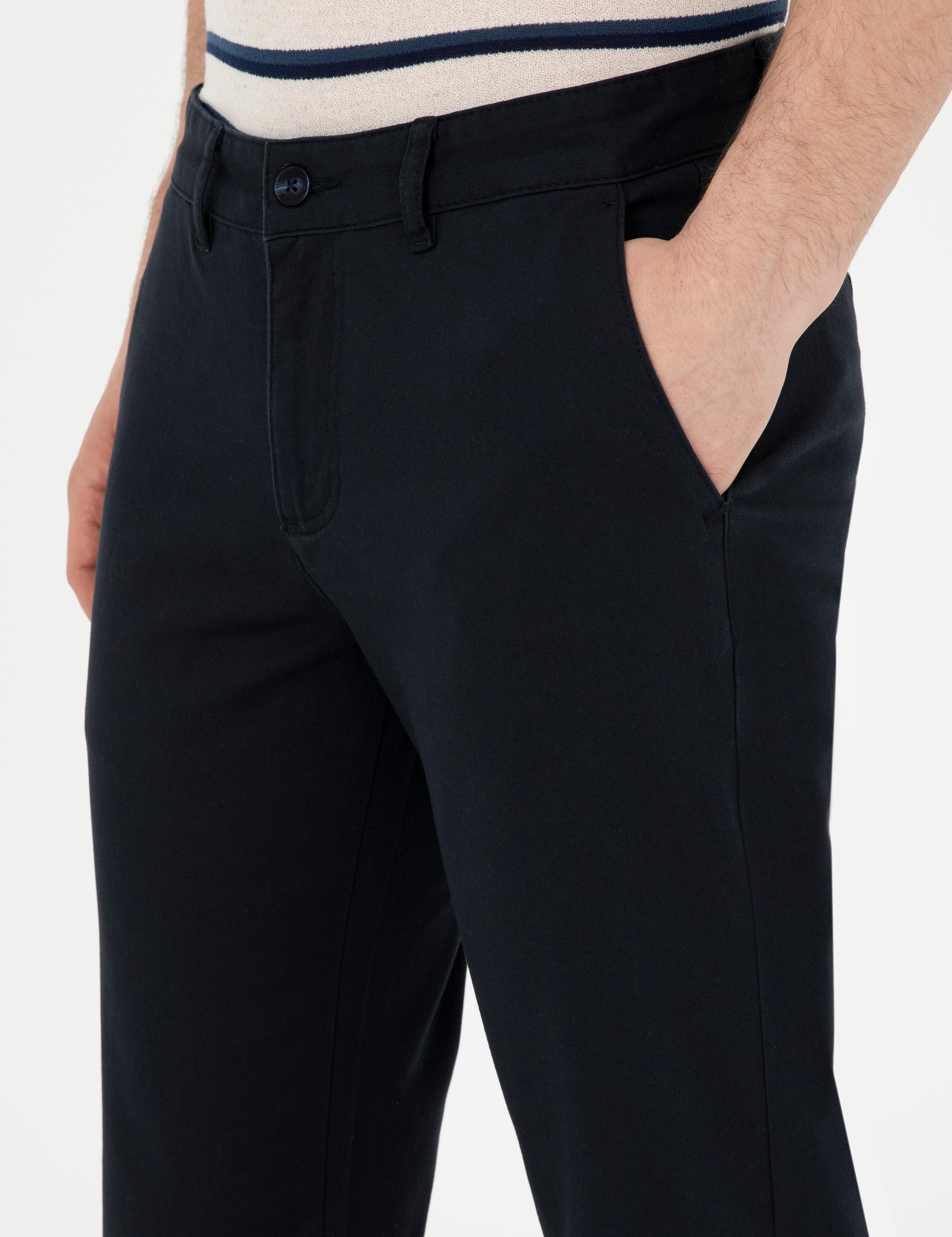 Lacivert Regular Fit Kanvas Pantolon