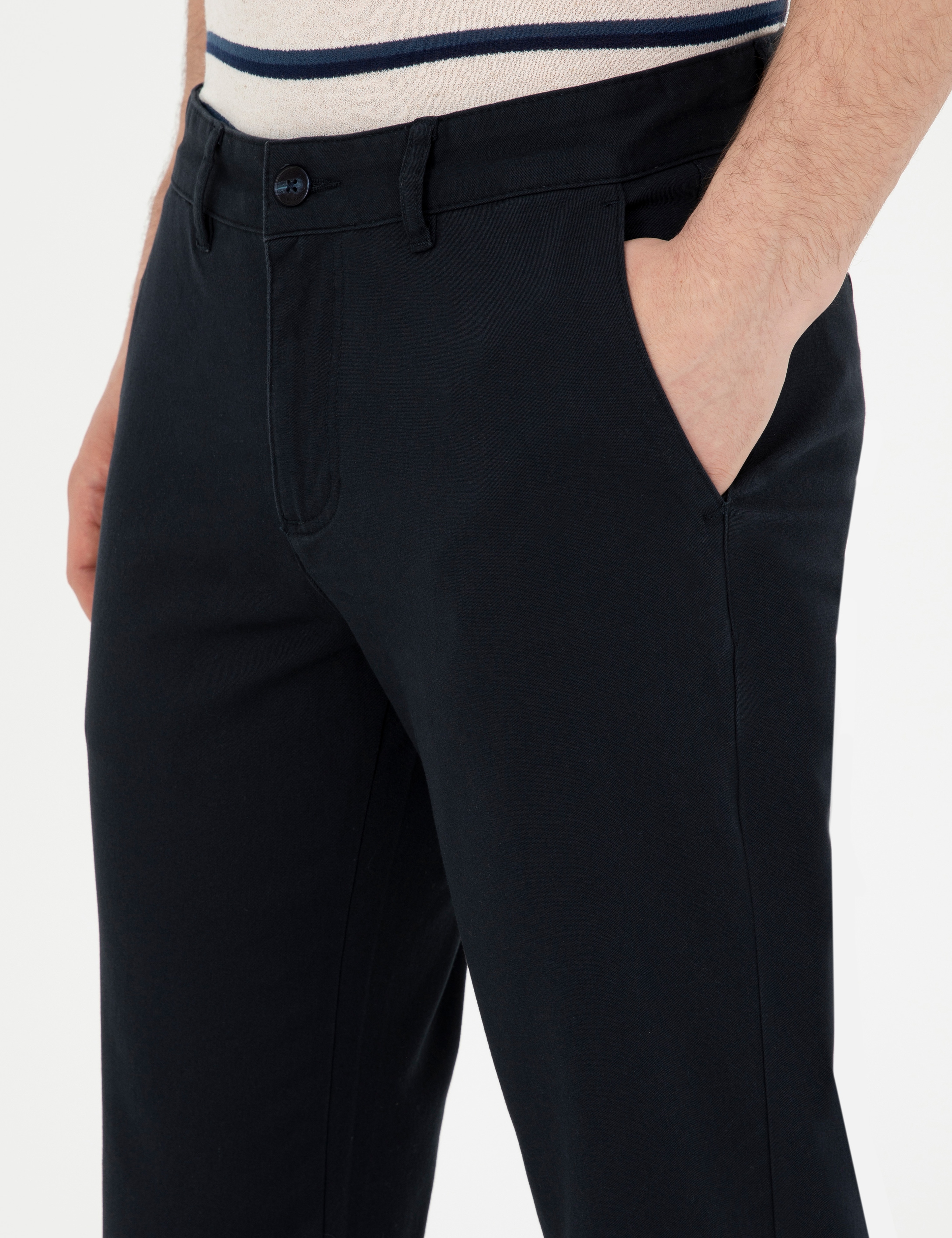 Lacivert Regular Fit Kanvas Pantolon - Image 6