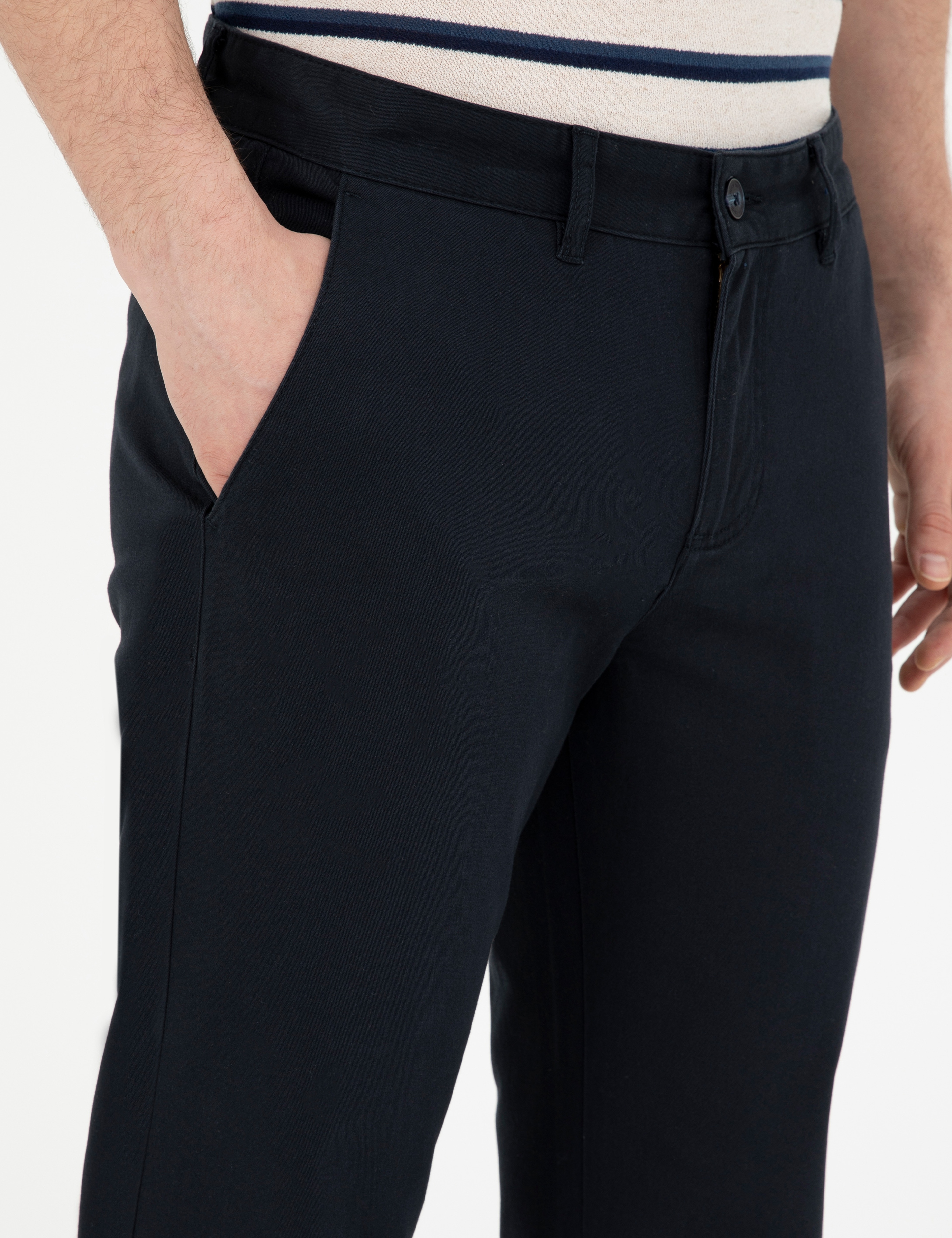 Lacivert Regular Fit Kanvas Pantolon - Image 5