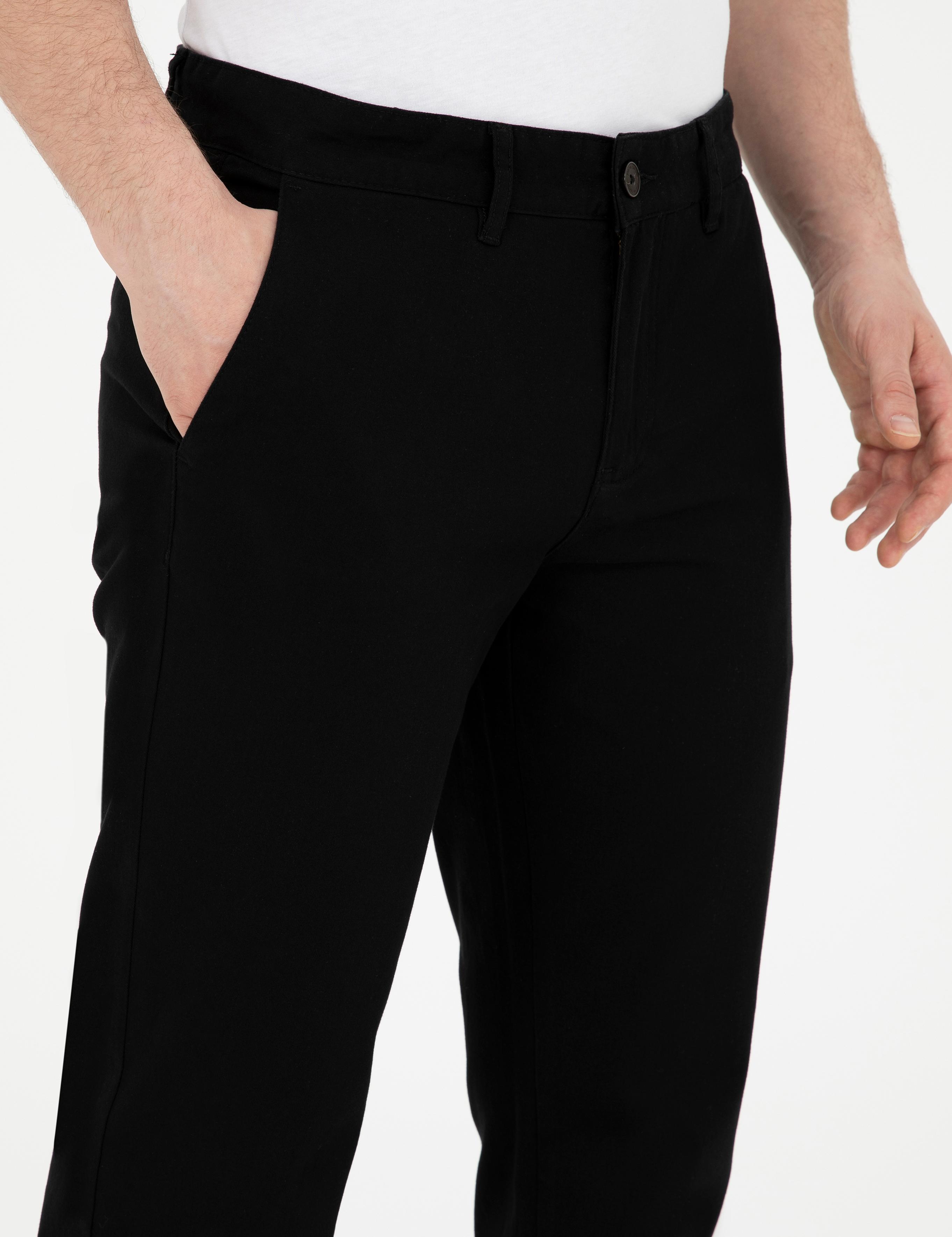 Siyah Regular Fit Kanvas Pantolon