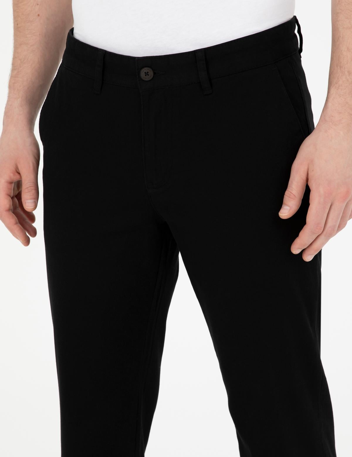 Siyah Regular Fit Kanvas Pantolon - 50291520156