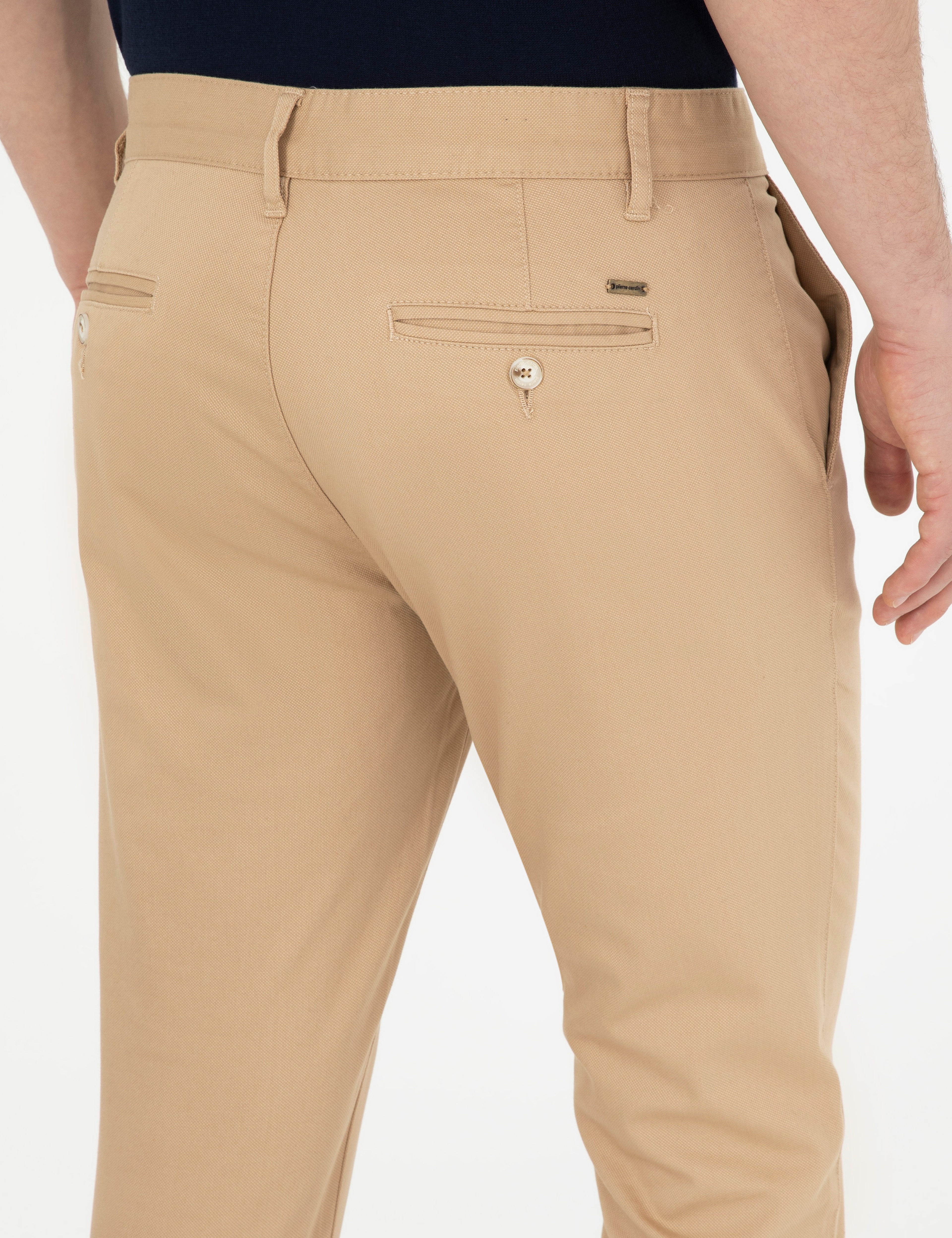 Camel Armürlü Slim Fit Kanvas Pantolon - Image 7