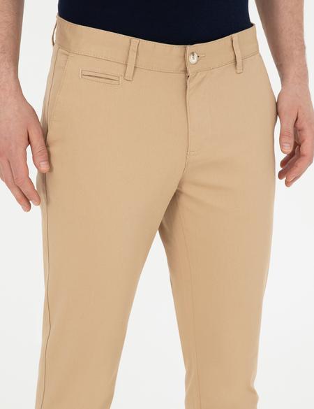 Camel Armürlü Slim Fit Kanvas Pantolon - 50291545017