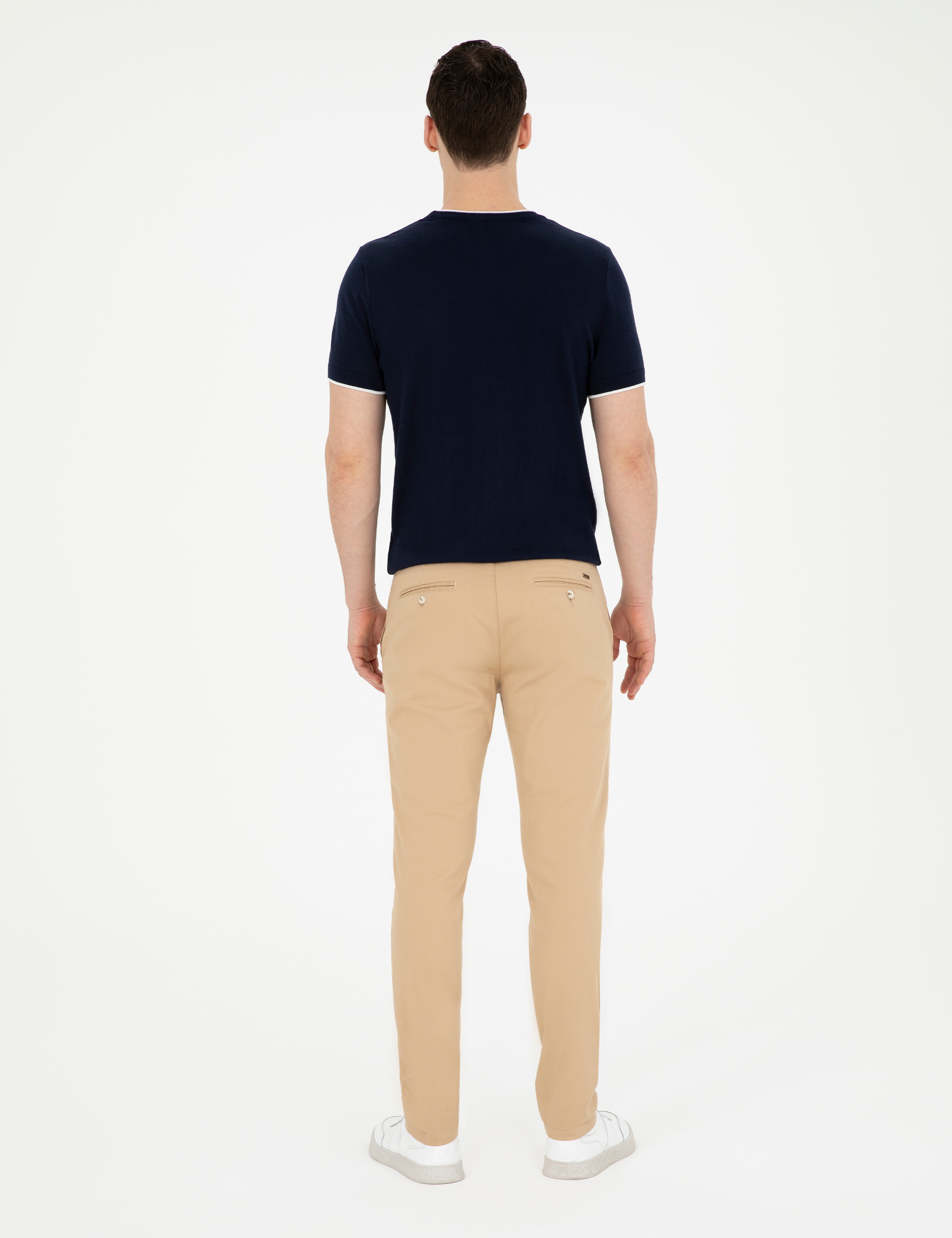 Camel Armürlü Slim Fit Kanvas Pantolon - Image 4