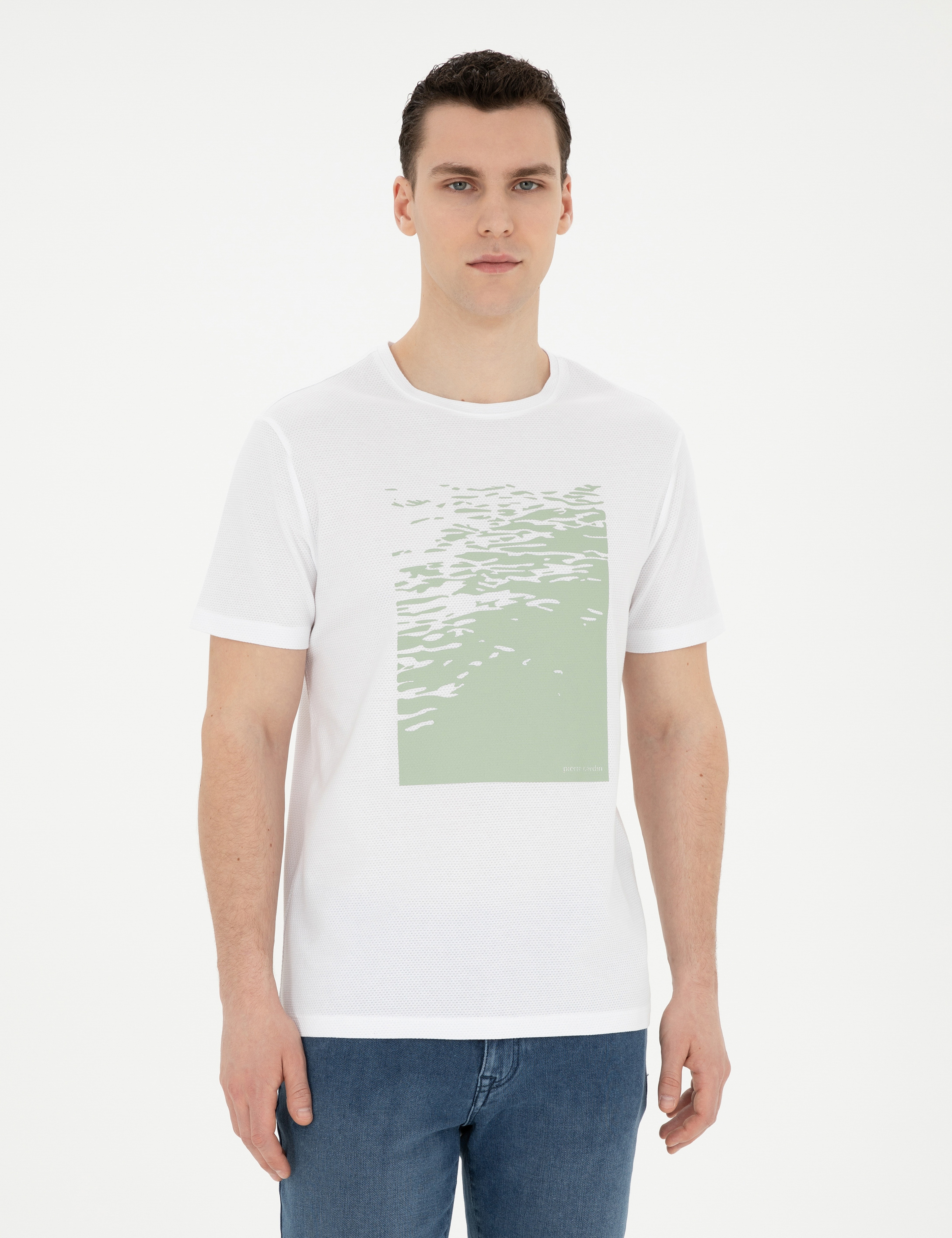 Beyaz Slim Fit Tişört - Image 1