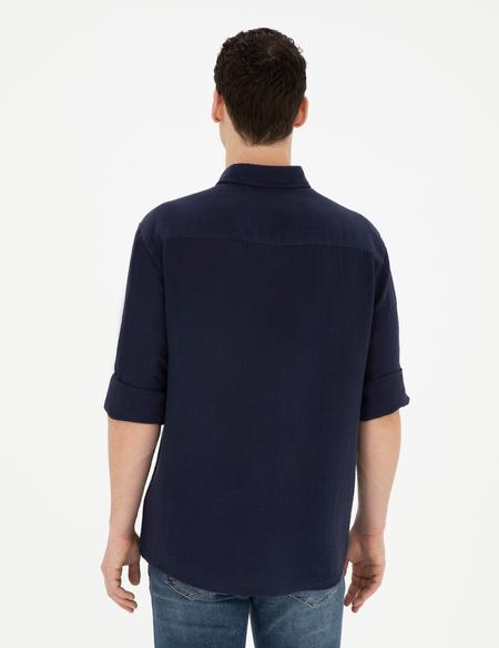 Lacivert Comfort Fit Uzun Kollu Gömlek - 50284592023