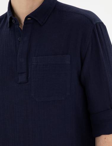 Lacivert Comfort Fit Uzun Kollu Gömlek