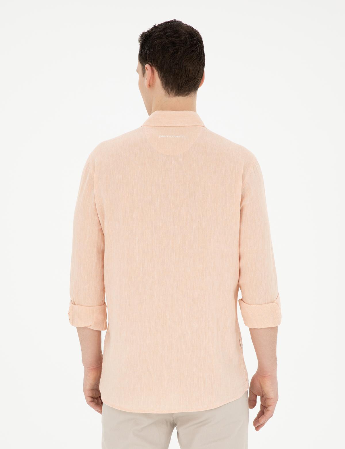 Yavruağzı Keten Karışımlı Regular Fit Uzun Kollu Gömlek - 50287991033