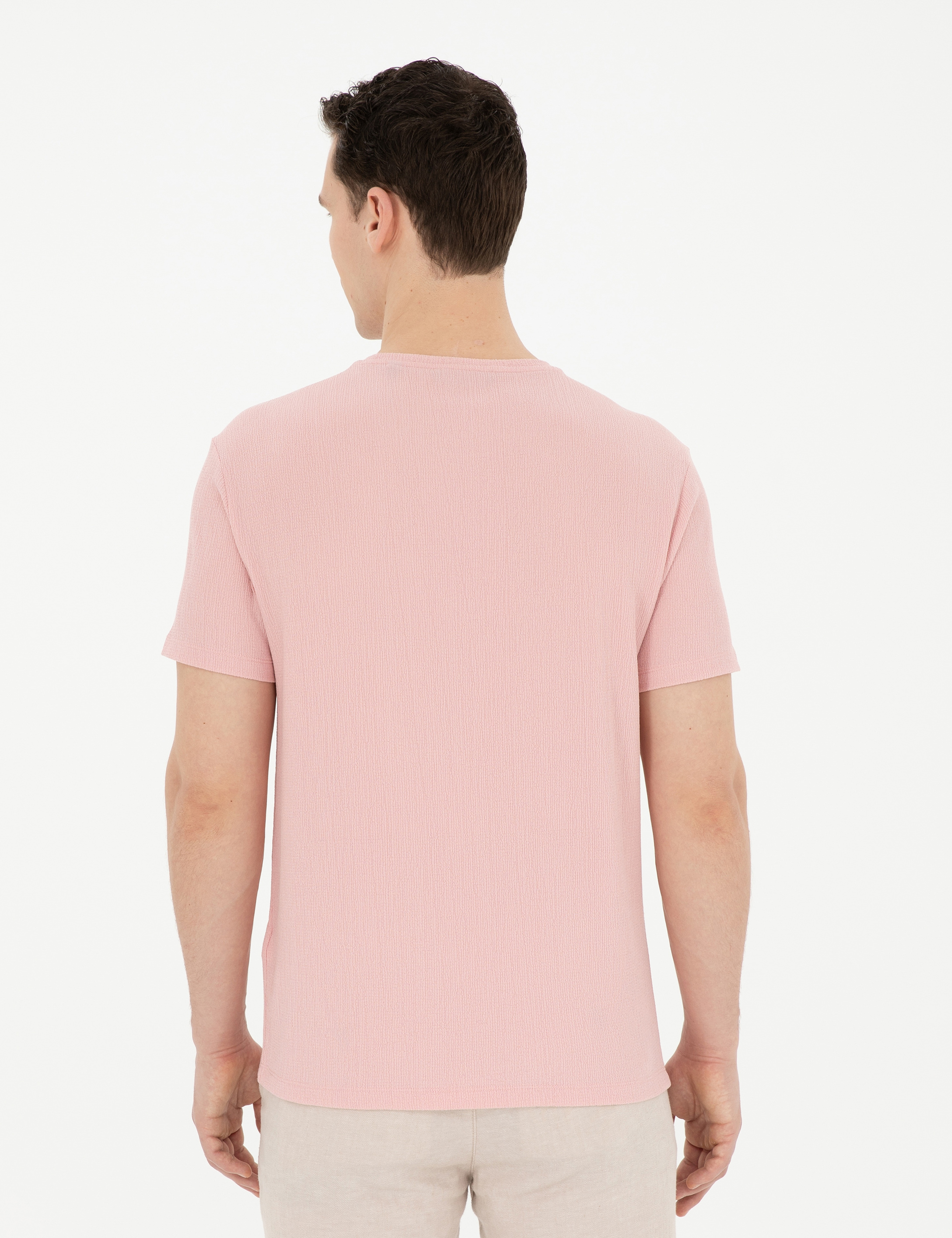 Pembe Slim Fit Tişört - Image 5