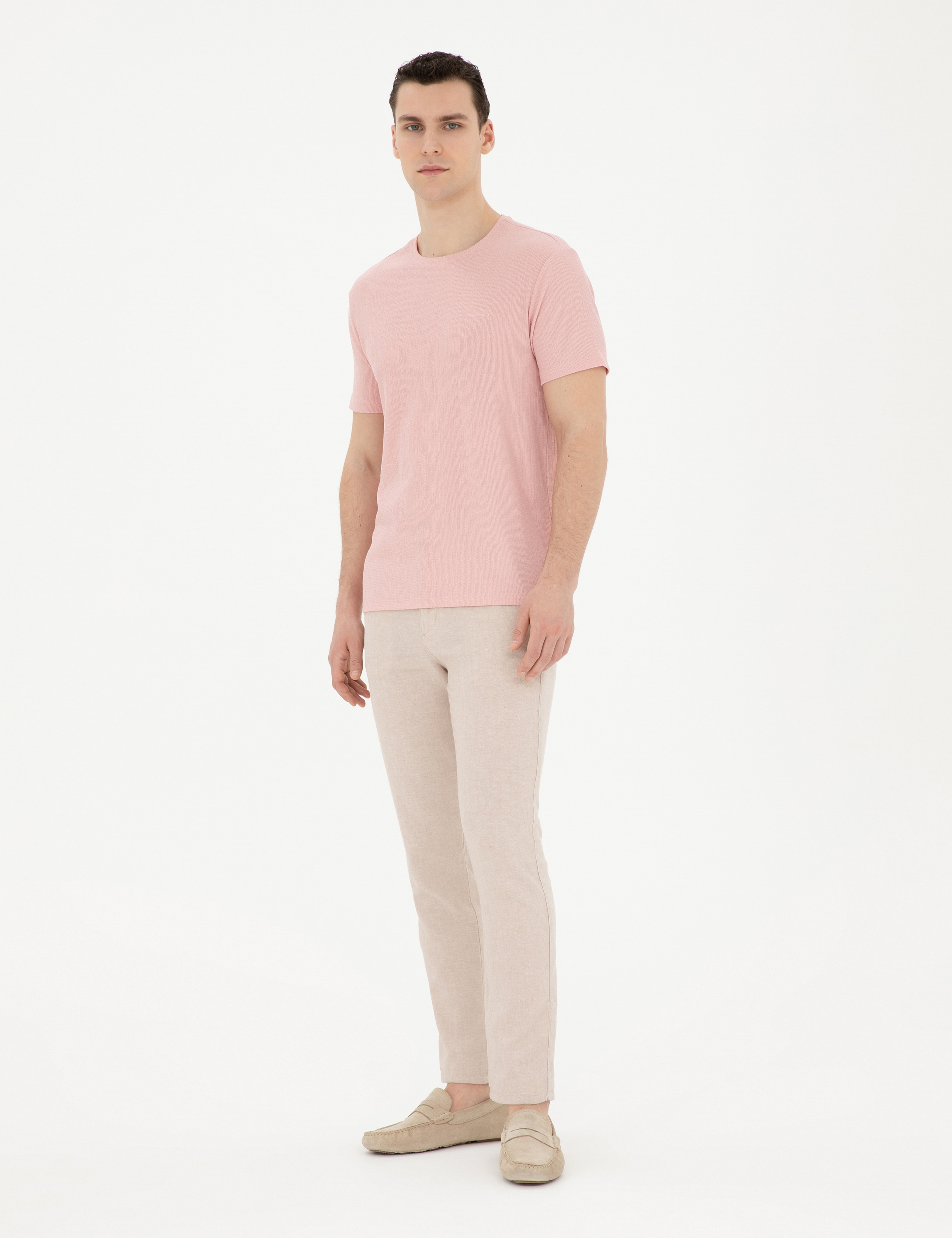 Pembe Slim Fit Tişört - Image 4