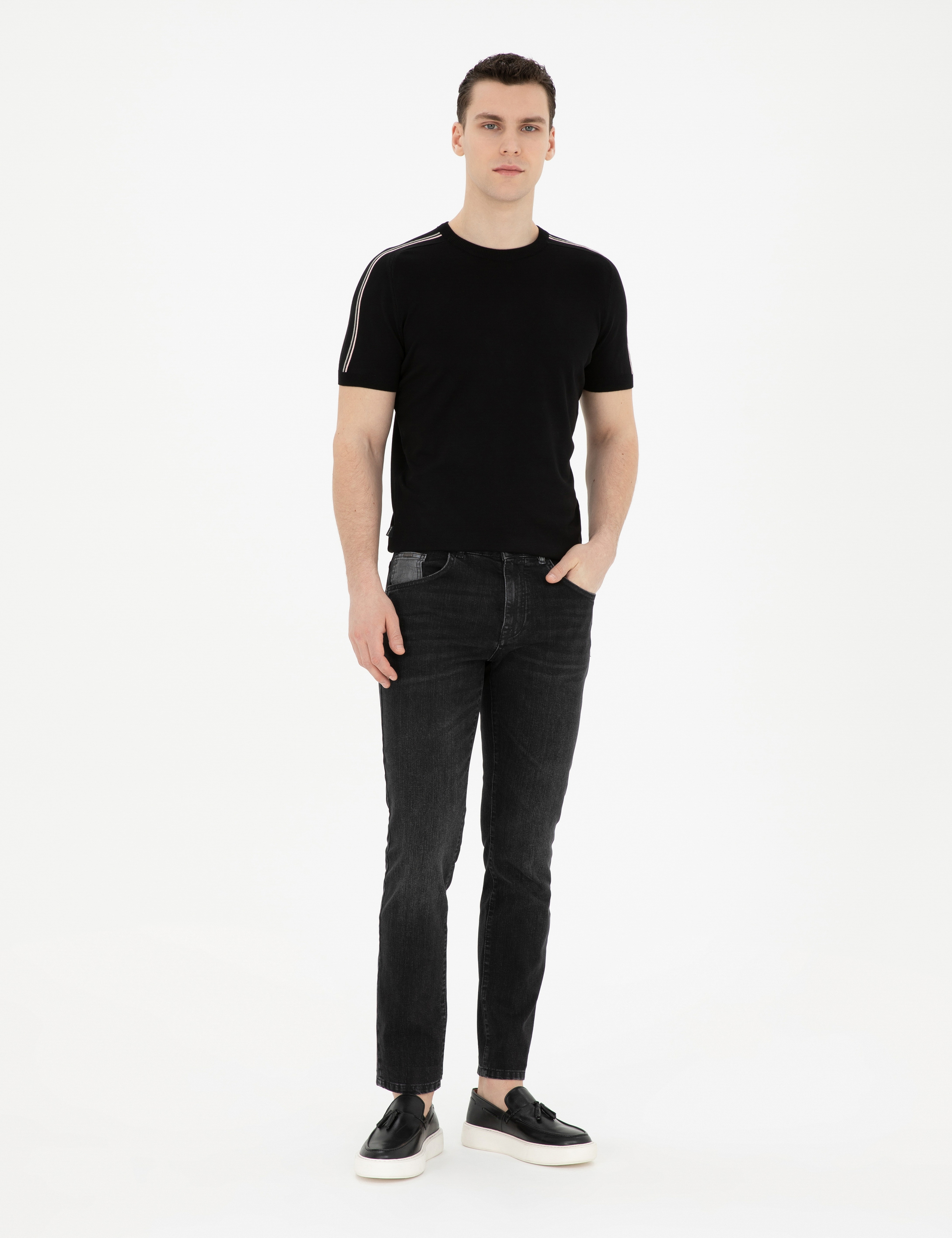 Antrasit Slim Fit Jean Pantolon - Image 1