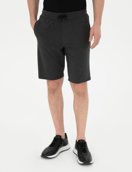 Antrasit Melanj Slim Fit Örme Şort - 50292994018