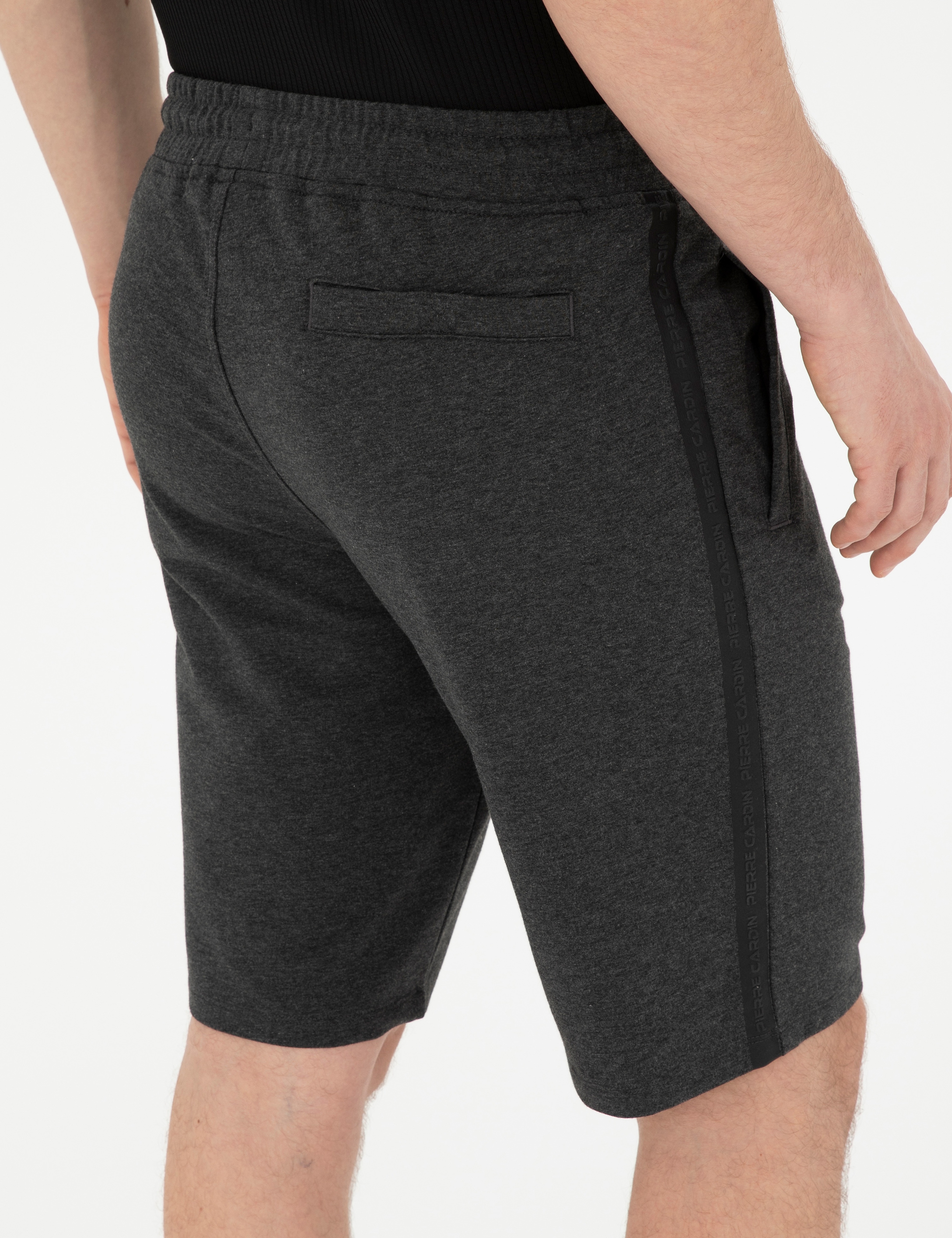 Antrasit Melanj Slim Fit Örme Şort