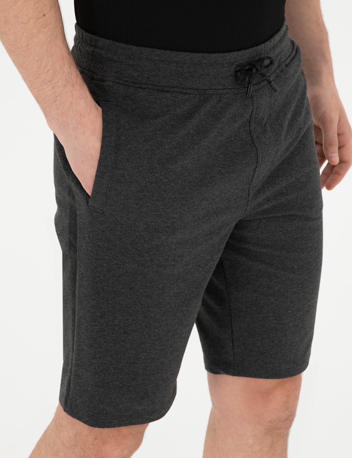 Antrasit Melanj Slim Fit Örme Şort - 50292994018