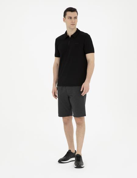 Antrasit Melanj Slim Fit Örme Şort - 50292994018