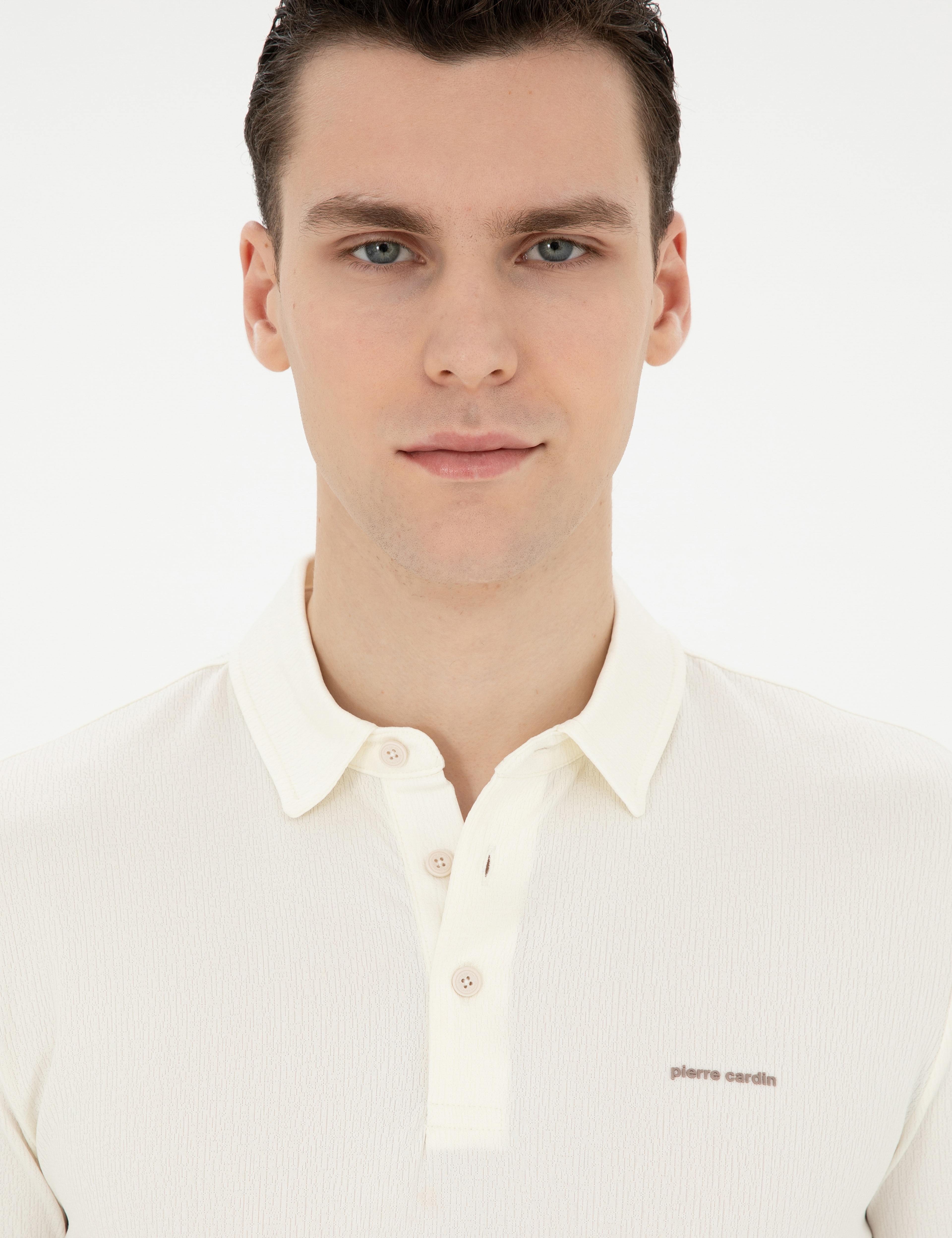 Ekru Slim Fit Tişört - Image 2
