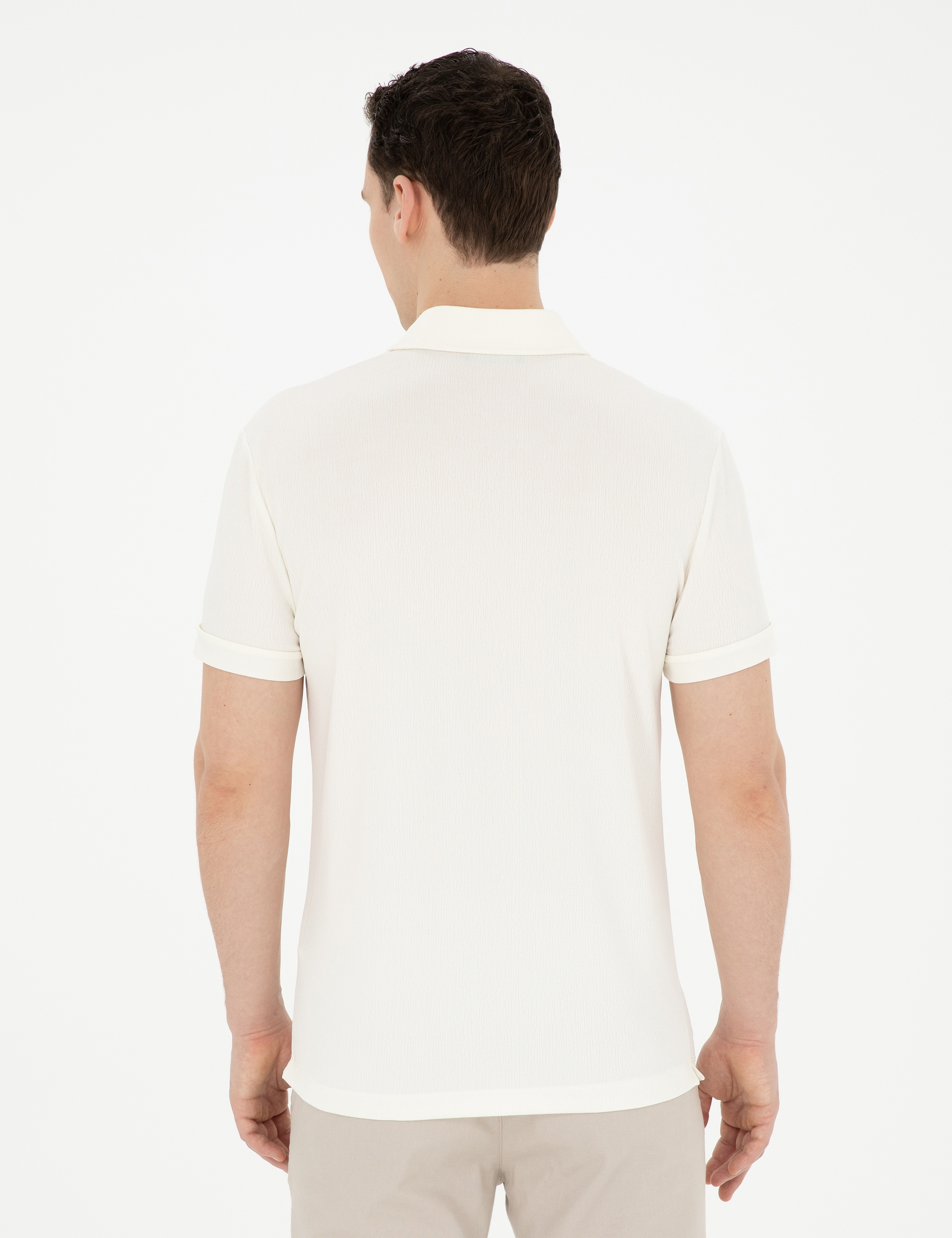 Ekru Slim Fit Tişört - Image 5