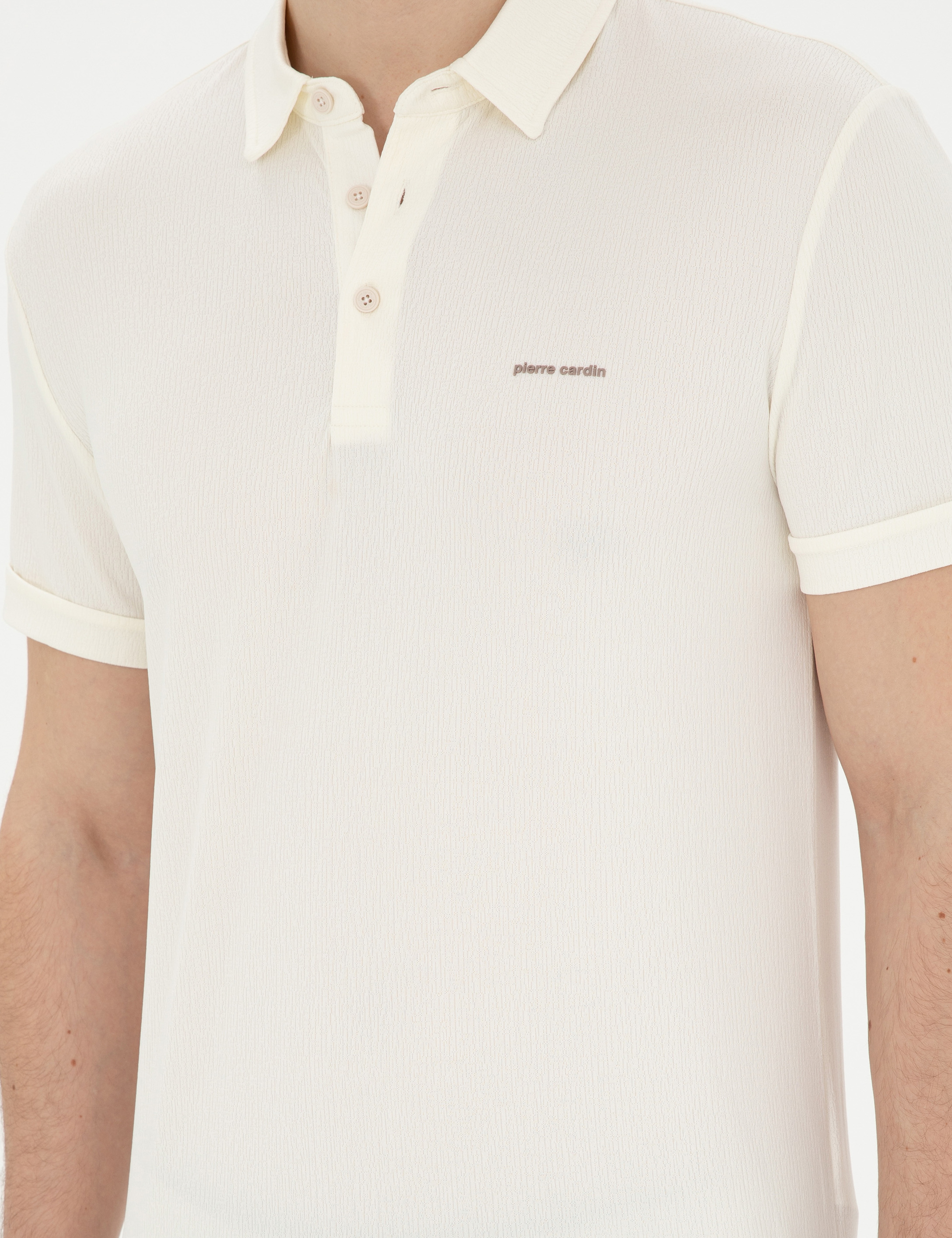Ekru Slim Fit Tişört - Image 6