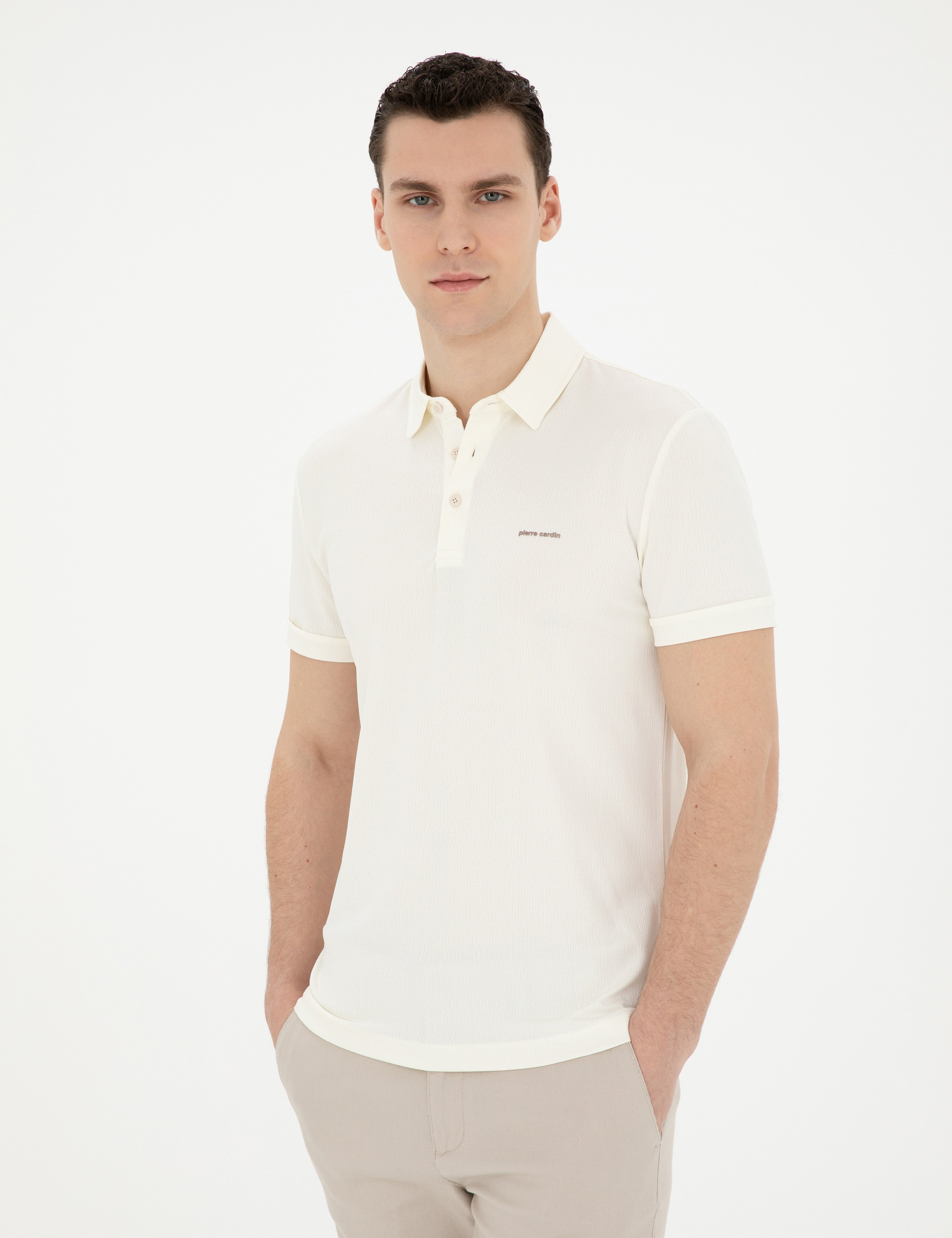 Ekru Slim Fit Tişört
