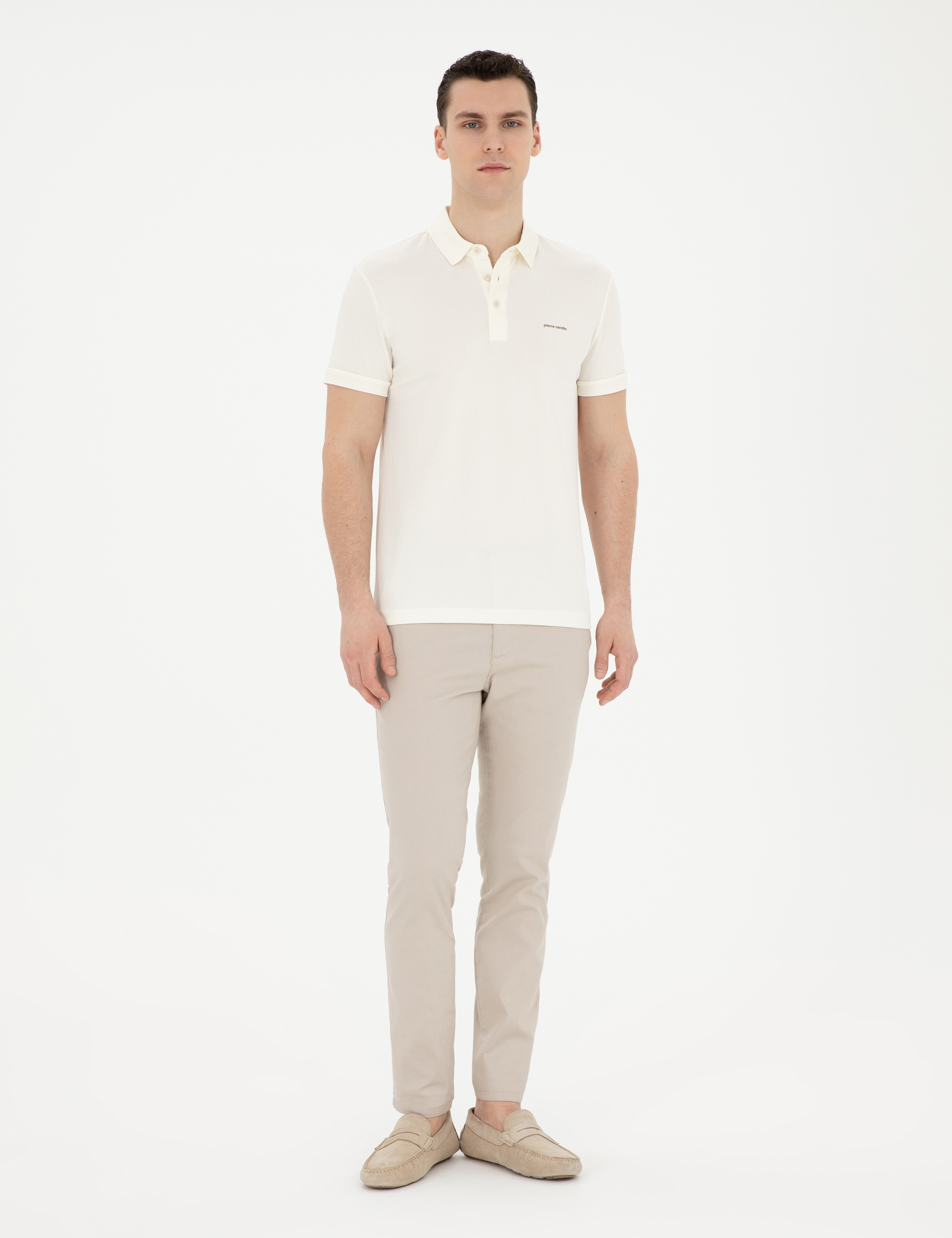 Ekru Slim Fit Tişört - Image 4