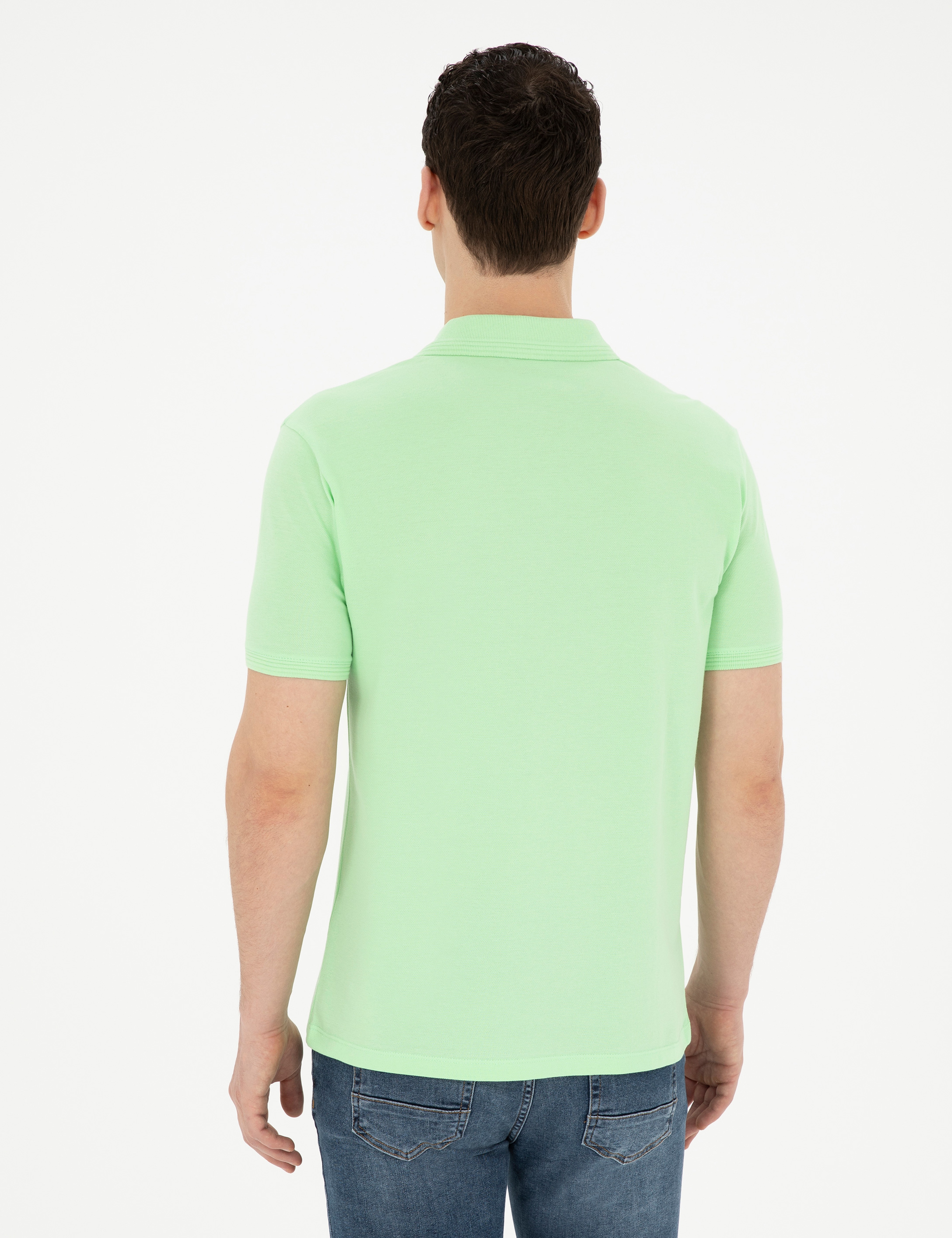 Fıstık Yeşili Slim Fit Basic Tişört - Image 5