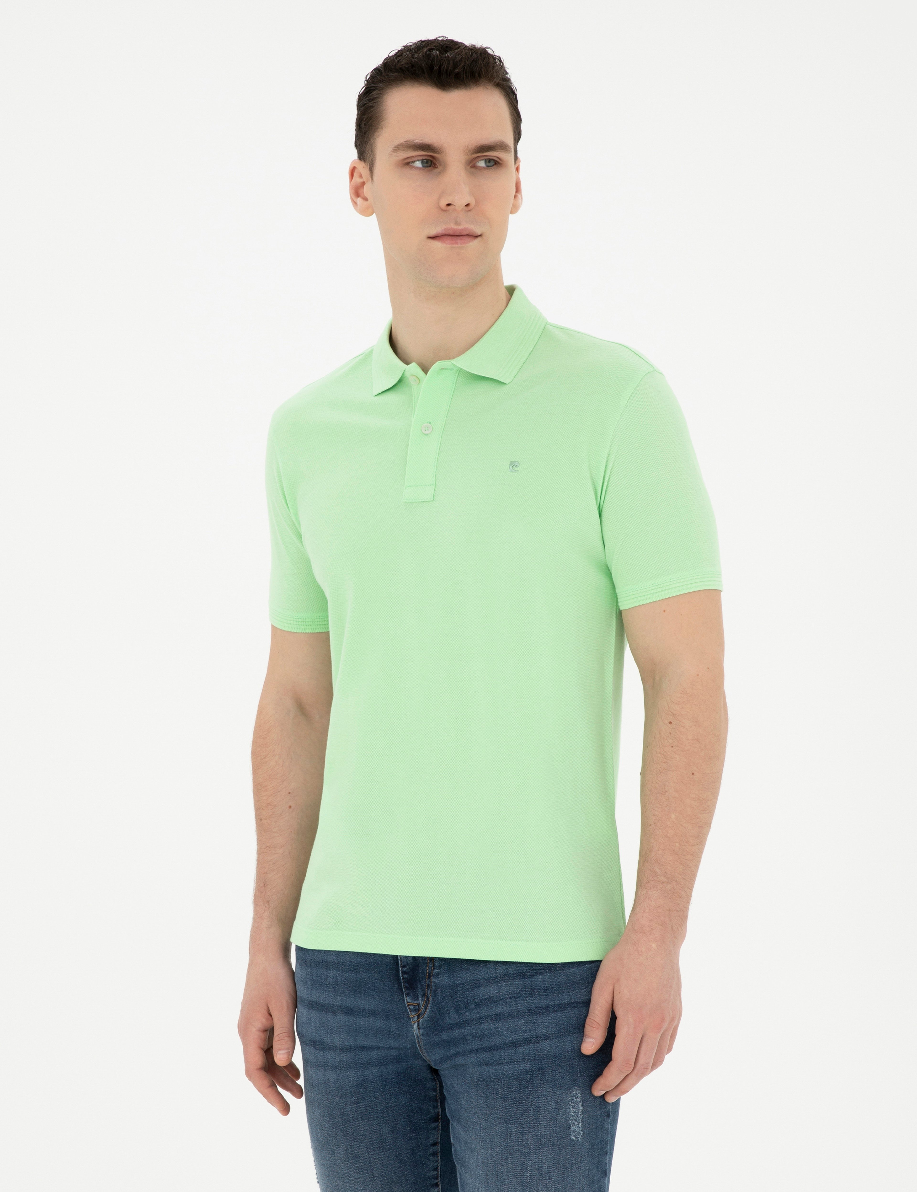 Fıstık Yeşili Slim Fit Basic Tişört - Image 3