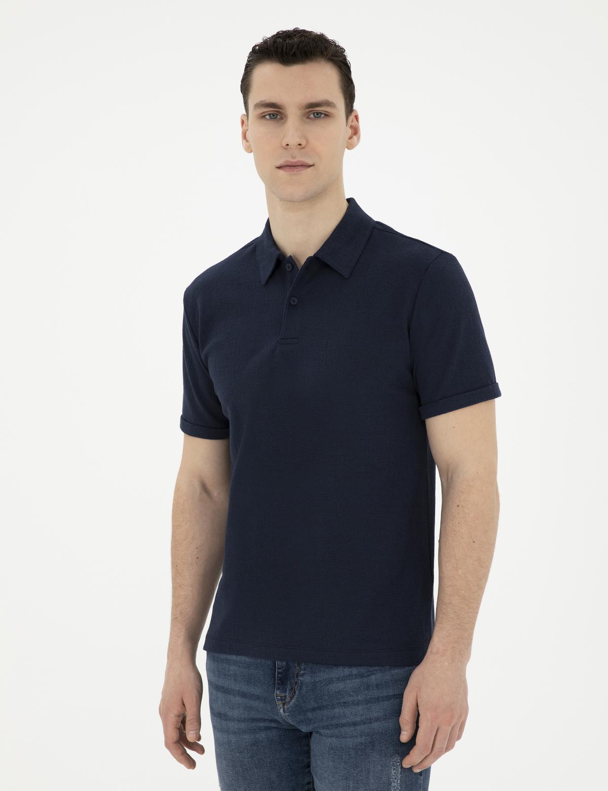 Lacivert Slim Fit Tişört - 50292609007