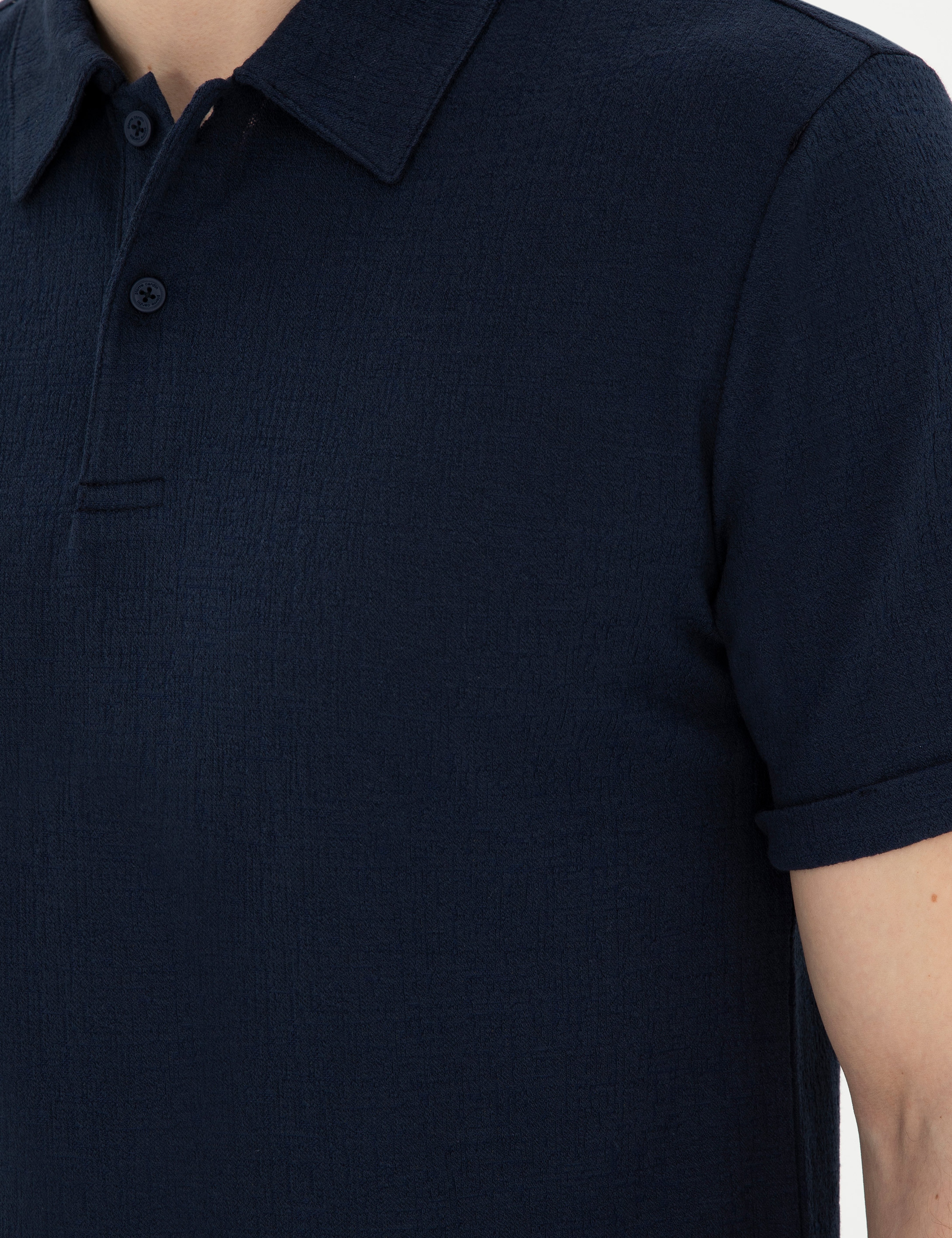 Lacivert Slim Fit Düğmeli Polo Yaka Tişört