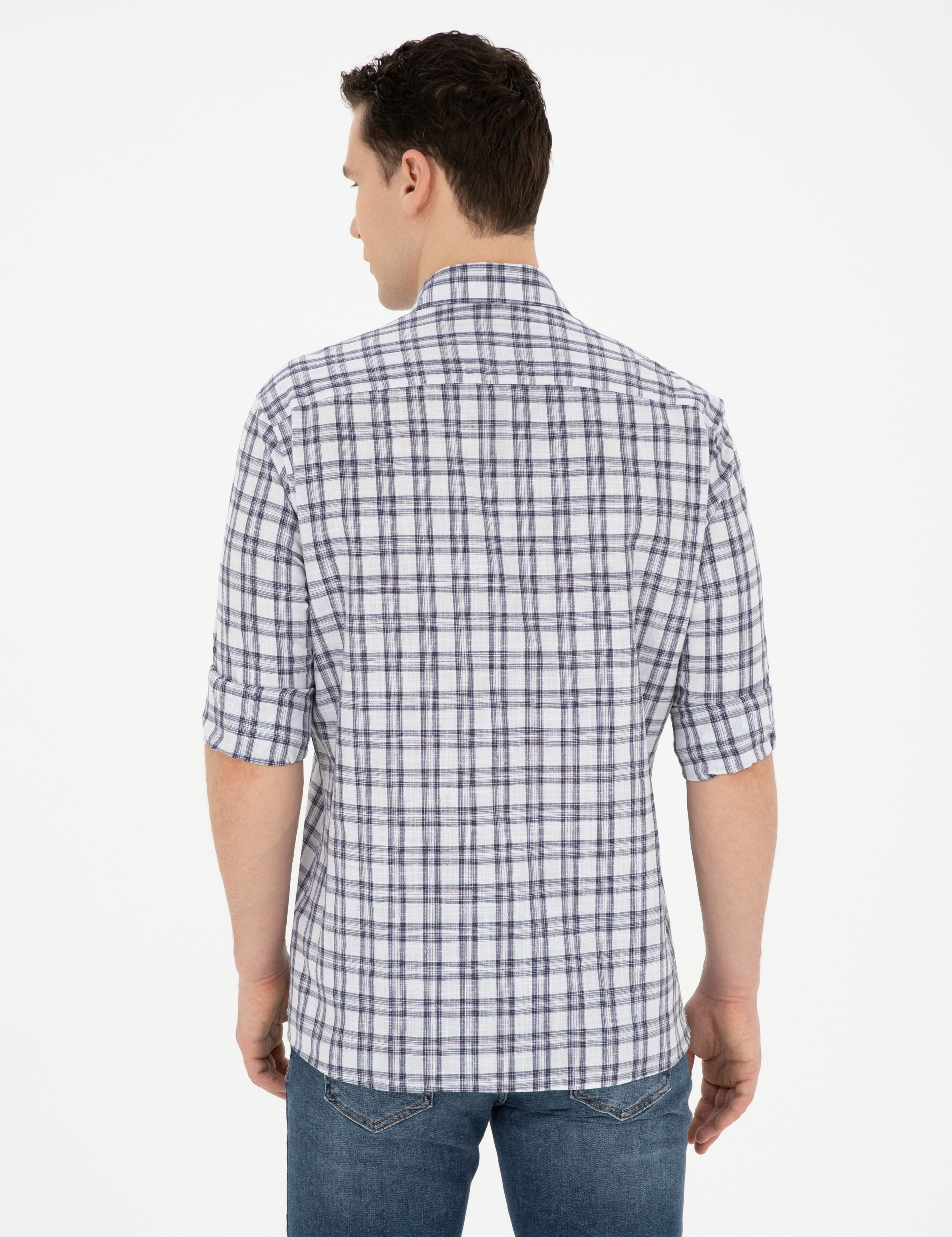 Lacivert Regular Fit Uzun Kollu Gömlek - Image 5
