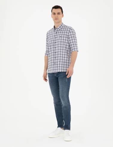 Lacivert Regular Fit Uzun Kollu Gömlek