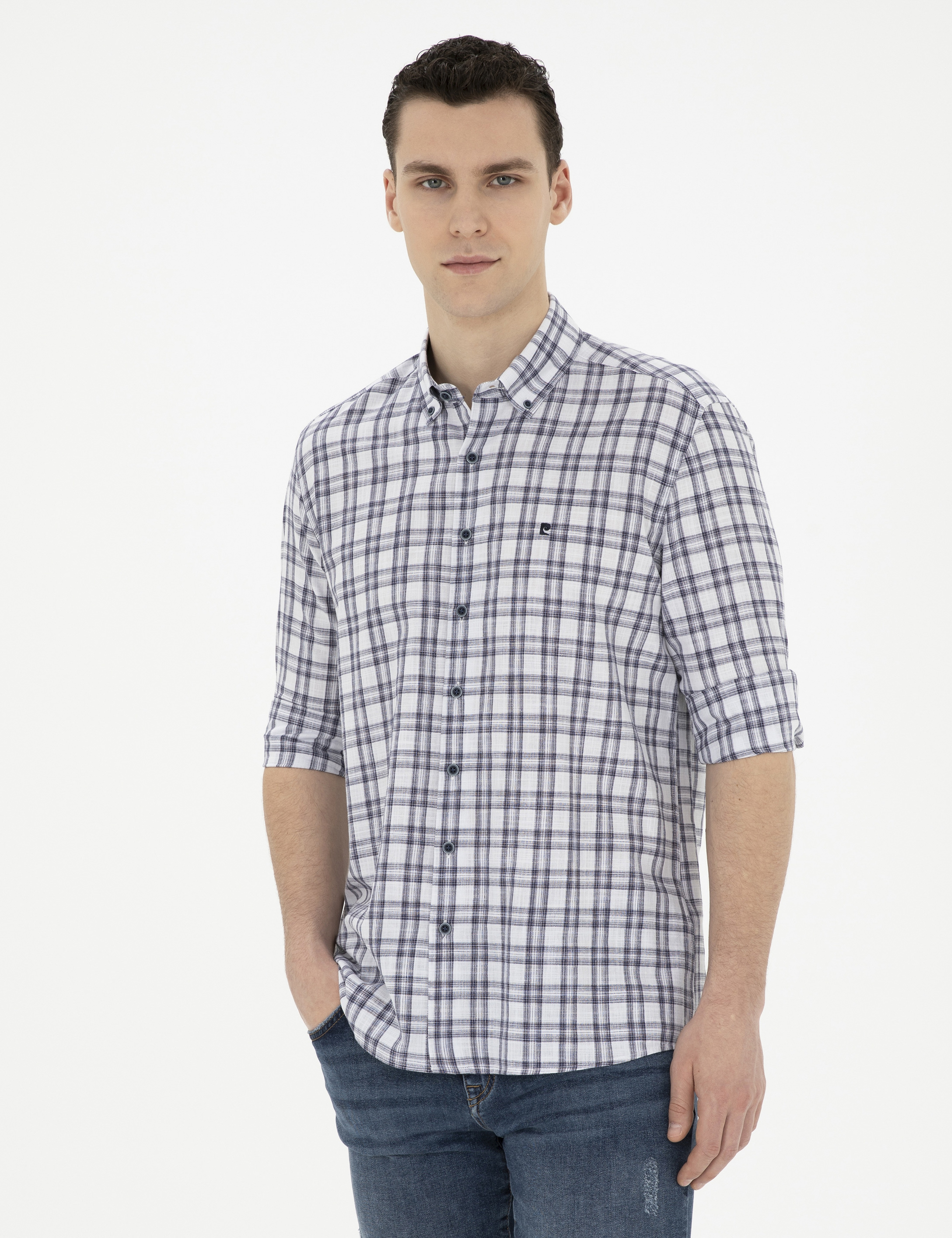 Lacivert Regular Fit Uzun Kollu Gömlek - Image 3