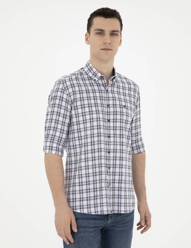 Lacivert Regular Fit Uzun Kollu Gömlek