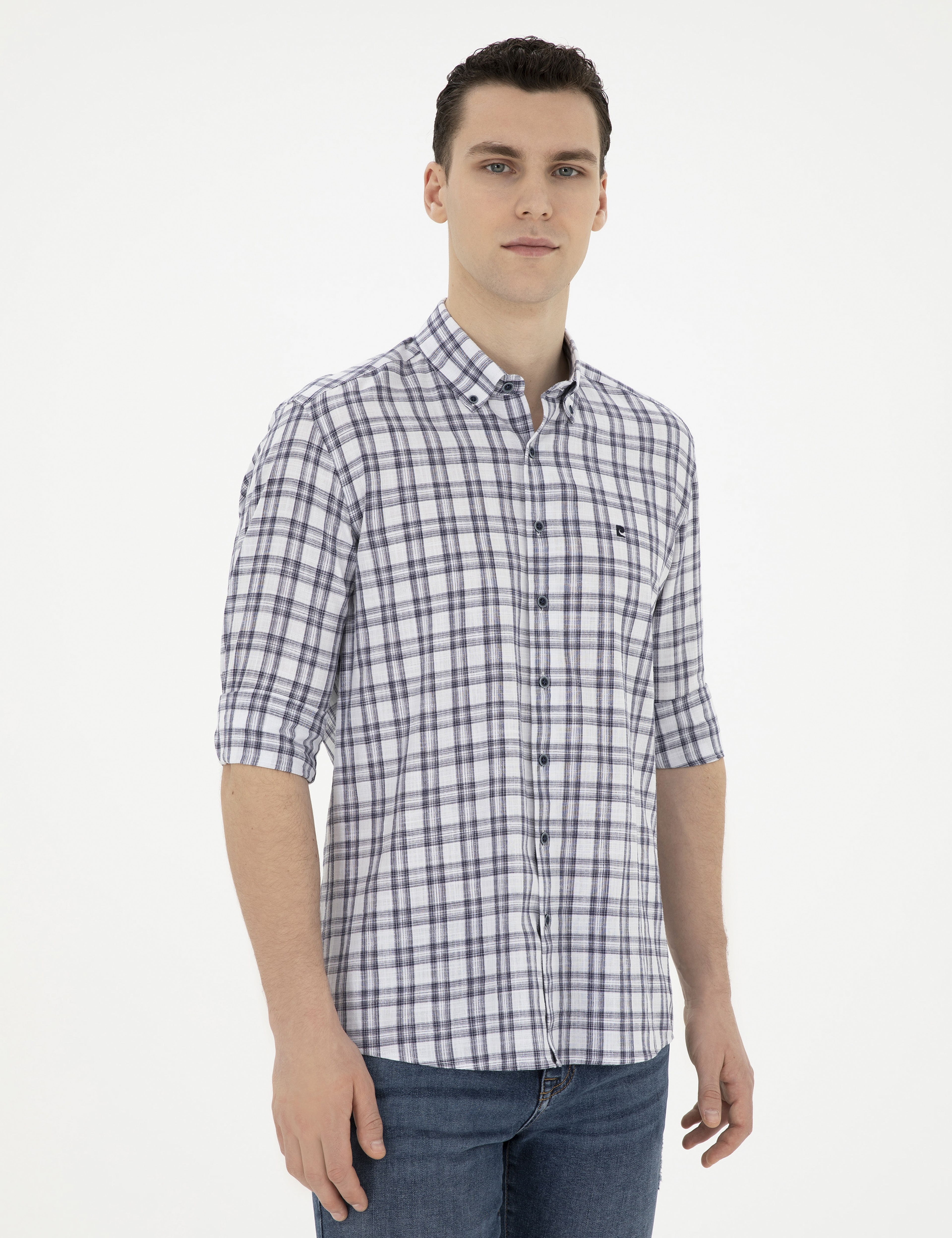 Lacivert Regular Fit Uzun Kollu Gömlek - Image 1