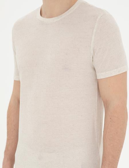 Bej Slim Fit Basic Tişört - 50288156011