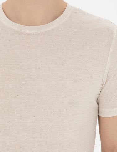 Bej Slim Fit Basic Tişört