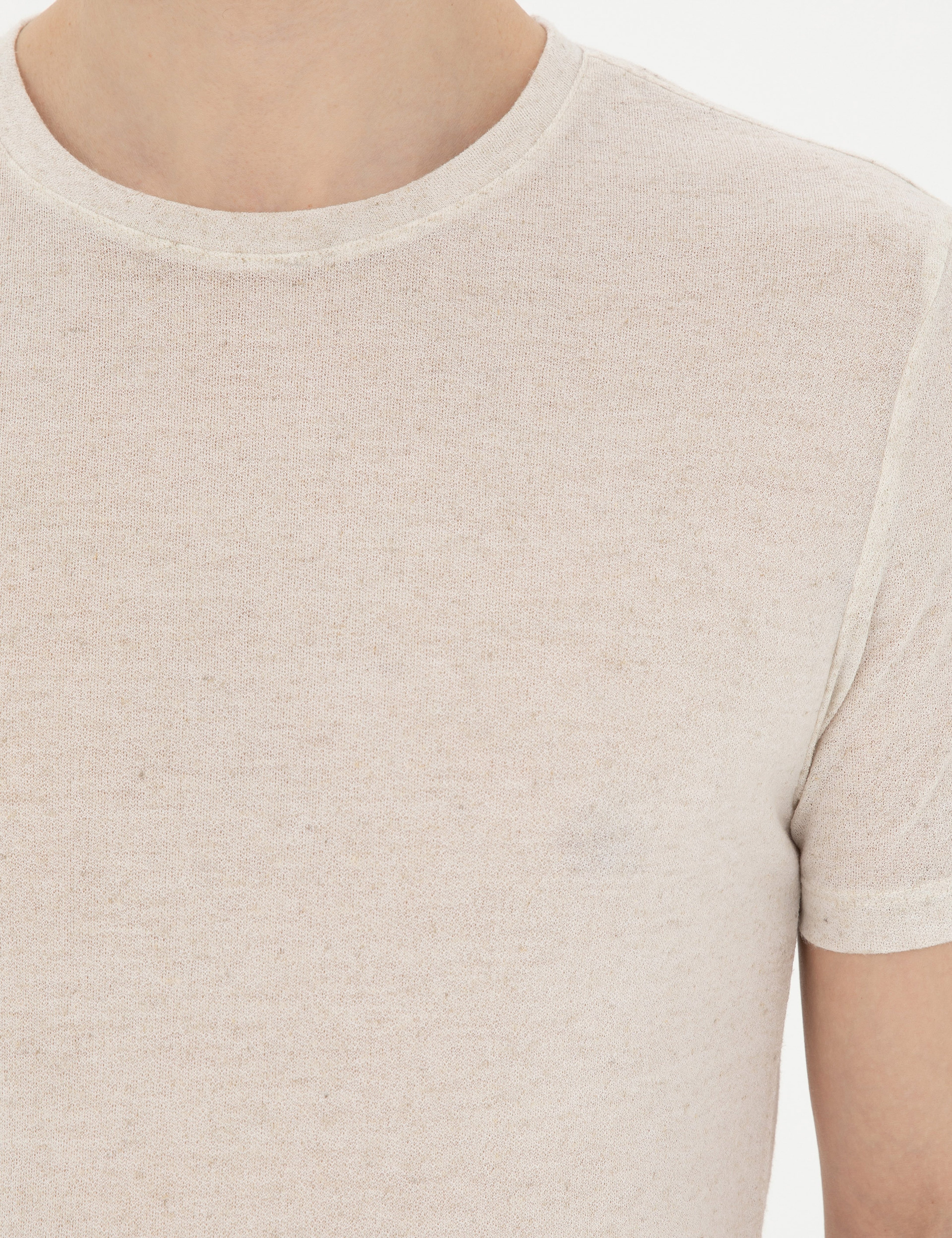 Bej Slim Fit Basic Tişört