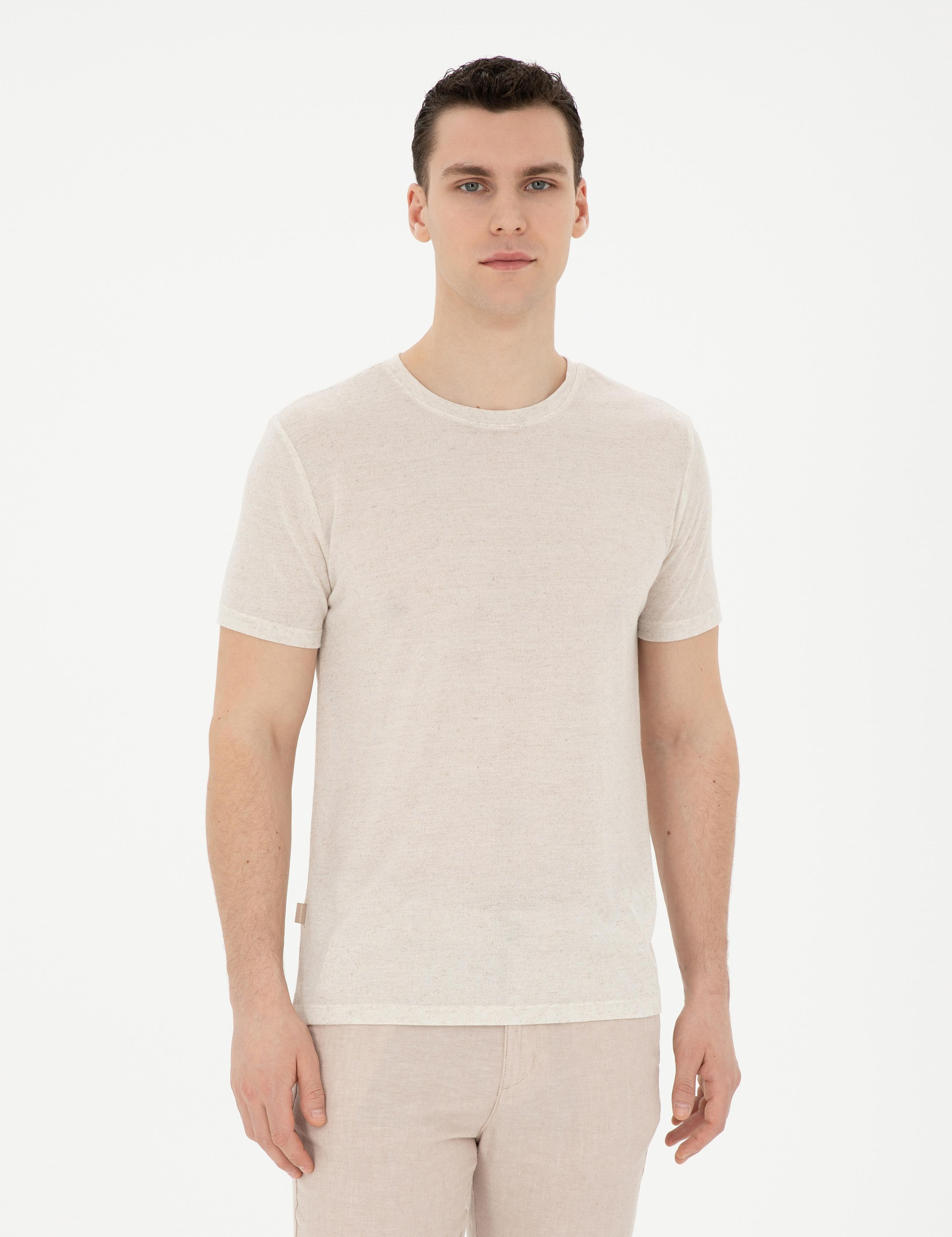 Bej Slim Fit Basic Tişört