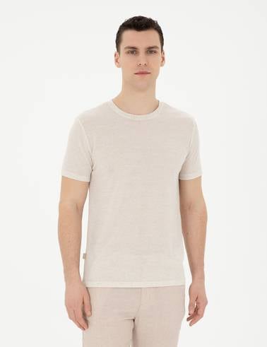 Bej Slim Fit Basic Tişört
