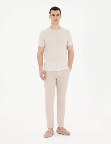Bej Slim Fit Basic Tişört