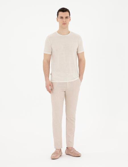 Bej Slim Fit Basic Tişört - 50288156011